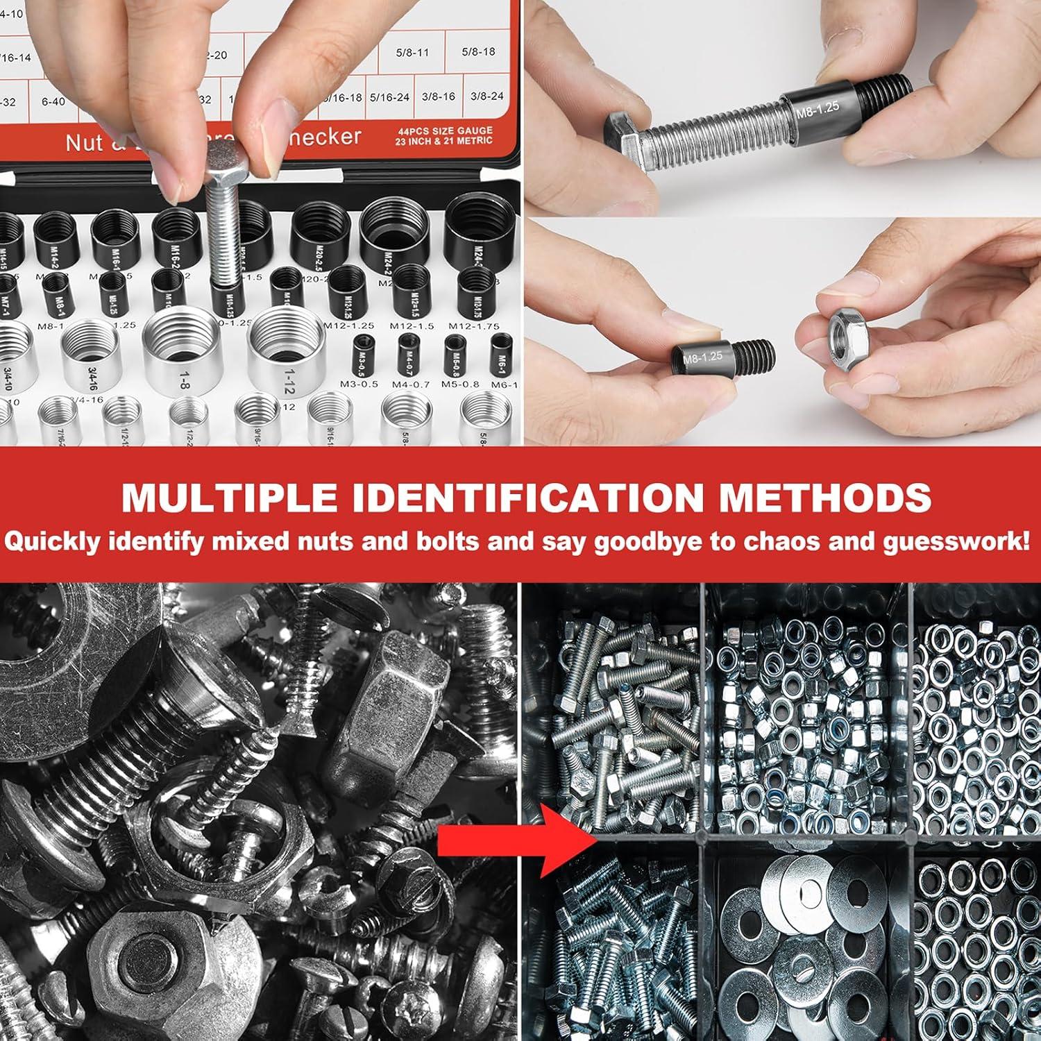 Verificador de Roscas Comfylichi 44 Medidores Estándar y Métrico