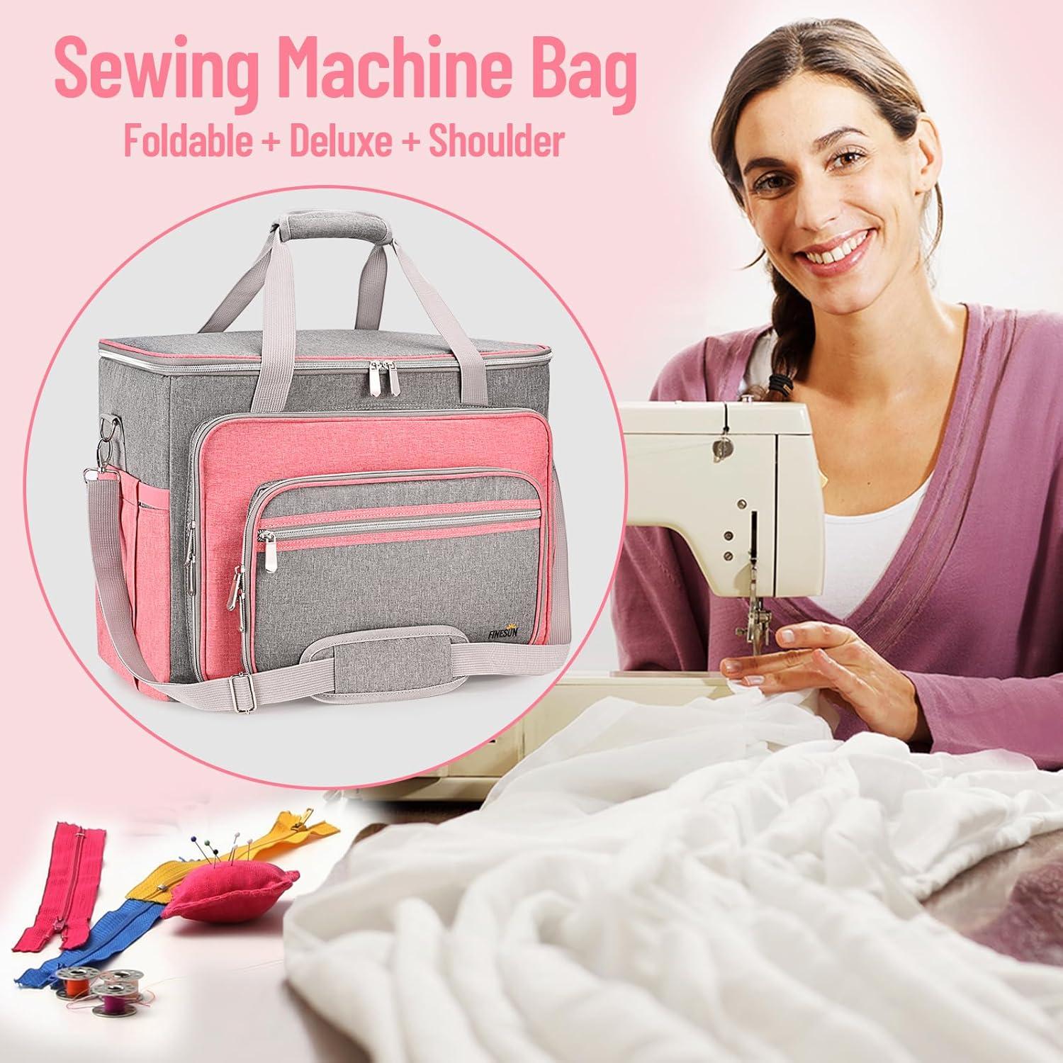 Funda para Máquina de Coser FINESUN Rosa con Bolsillos y Correa