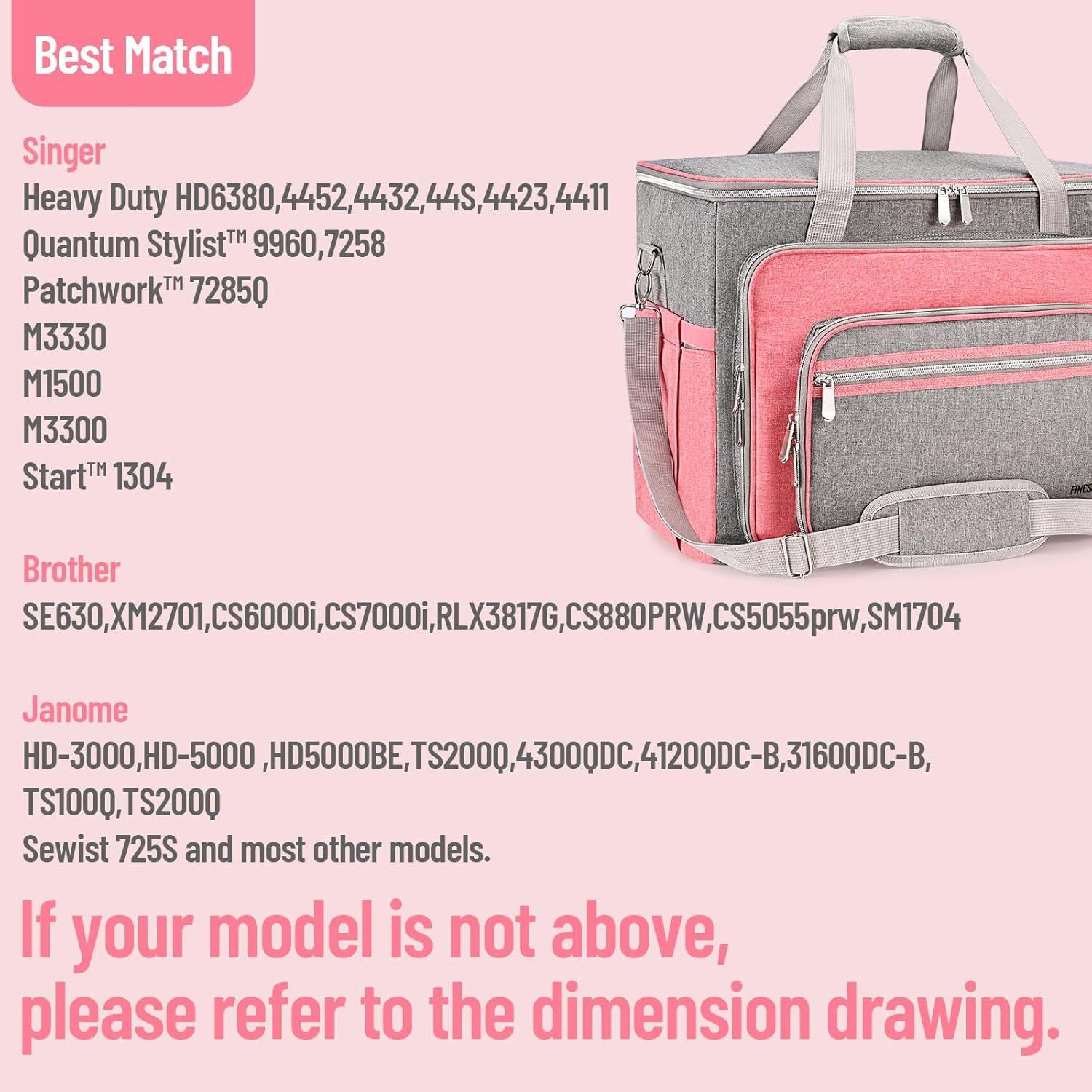 Funda para Máquina de Coser FINESUN Rosa con Bolsillos y Correa