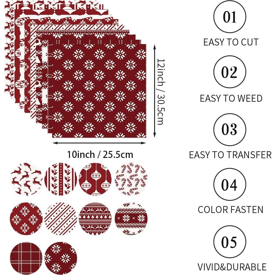 Papel de Sublimación Rojo Navidad 10 Hojas 30.5x25.4cm IKELI