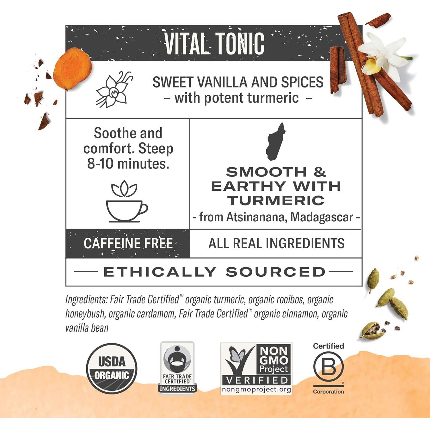 Té de Cúrcuma Amber Sun Numi Orgánico 12 Bolsitas Sin Cafeína