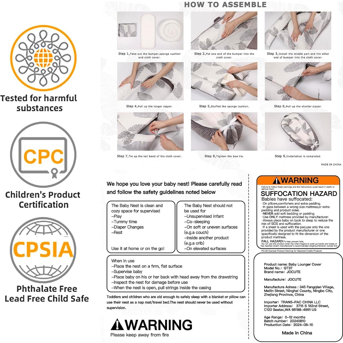 Cojín para Bebé Meindoovm de Algodón Orgánico Reversible