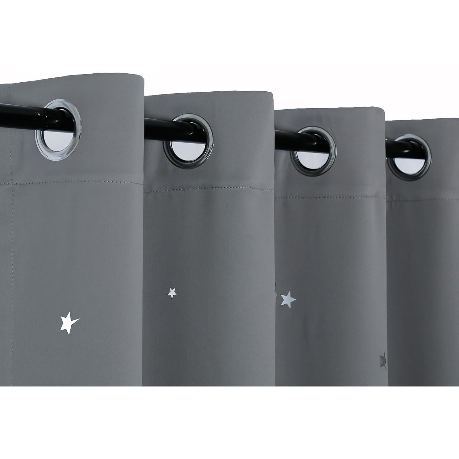 Cortinas Opacas Anjee con Estrellas 2 Paneles 132x160 cm Gris