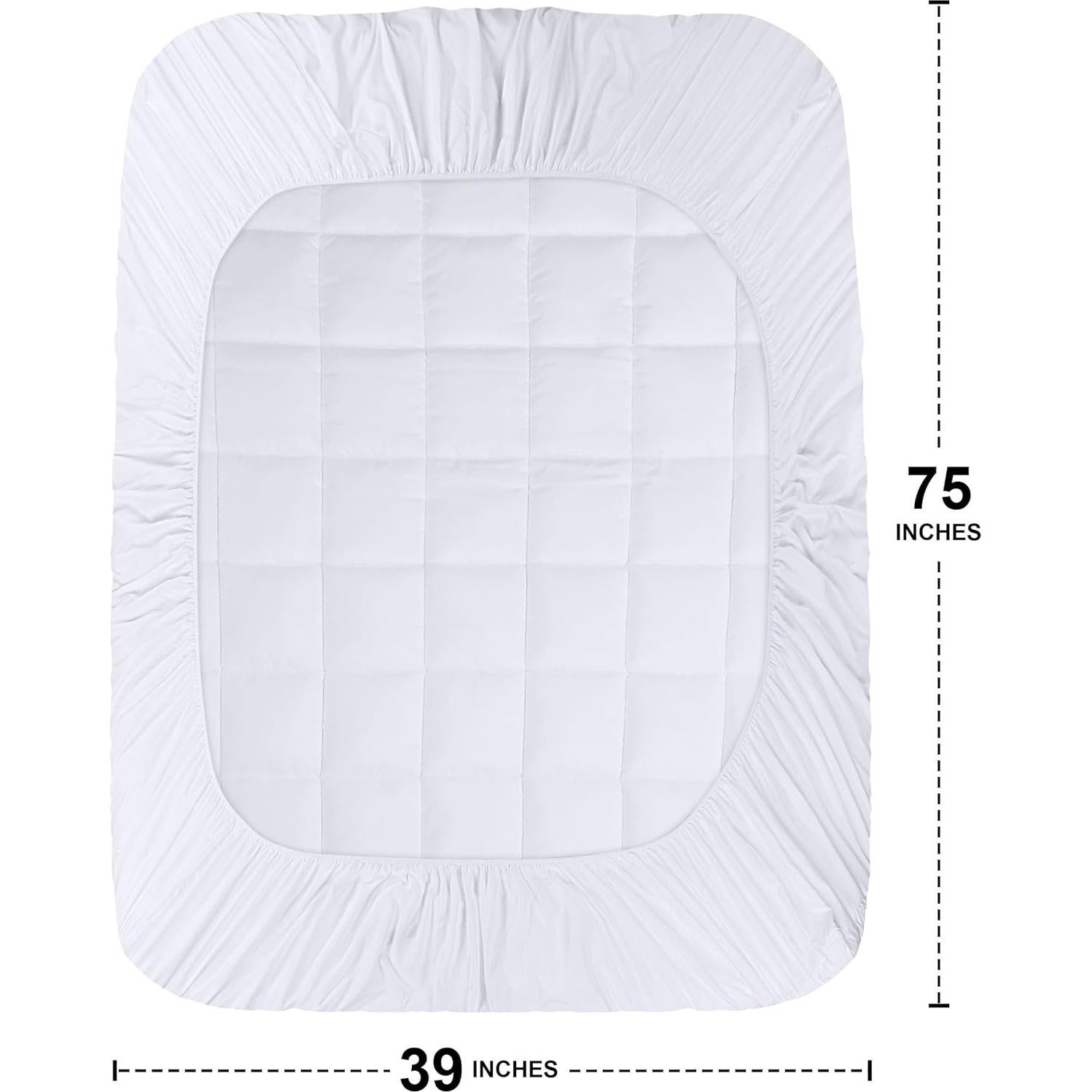 Protector de Colchón Utopia Bedding Twin Acolchado Blanco 99x191cm