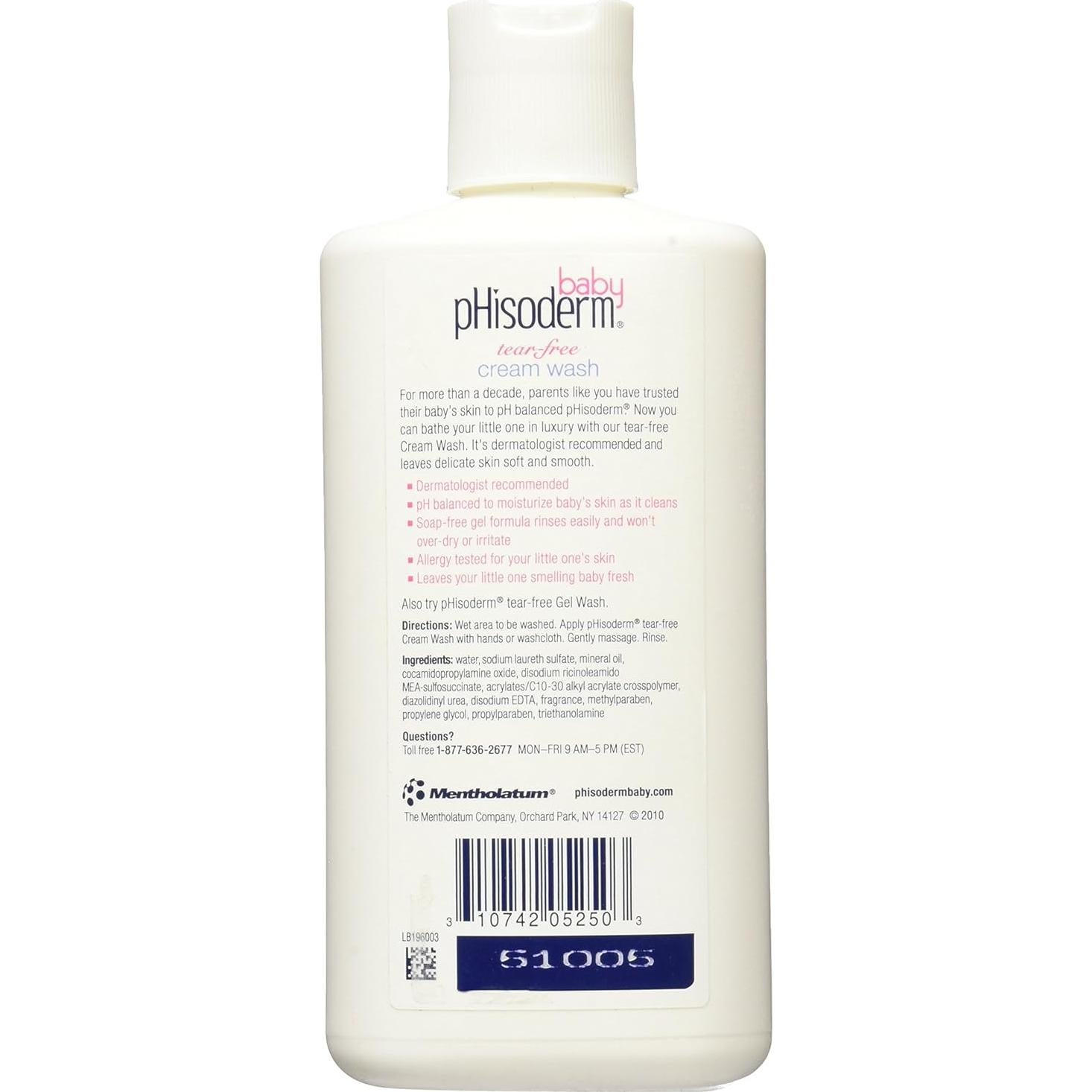 Crema Lavadora para Bebés Phisoderm 226.8 g - Limpieza Suave