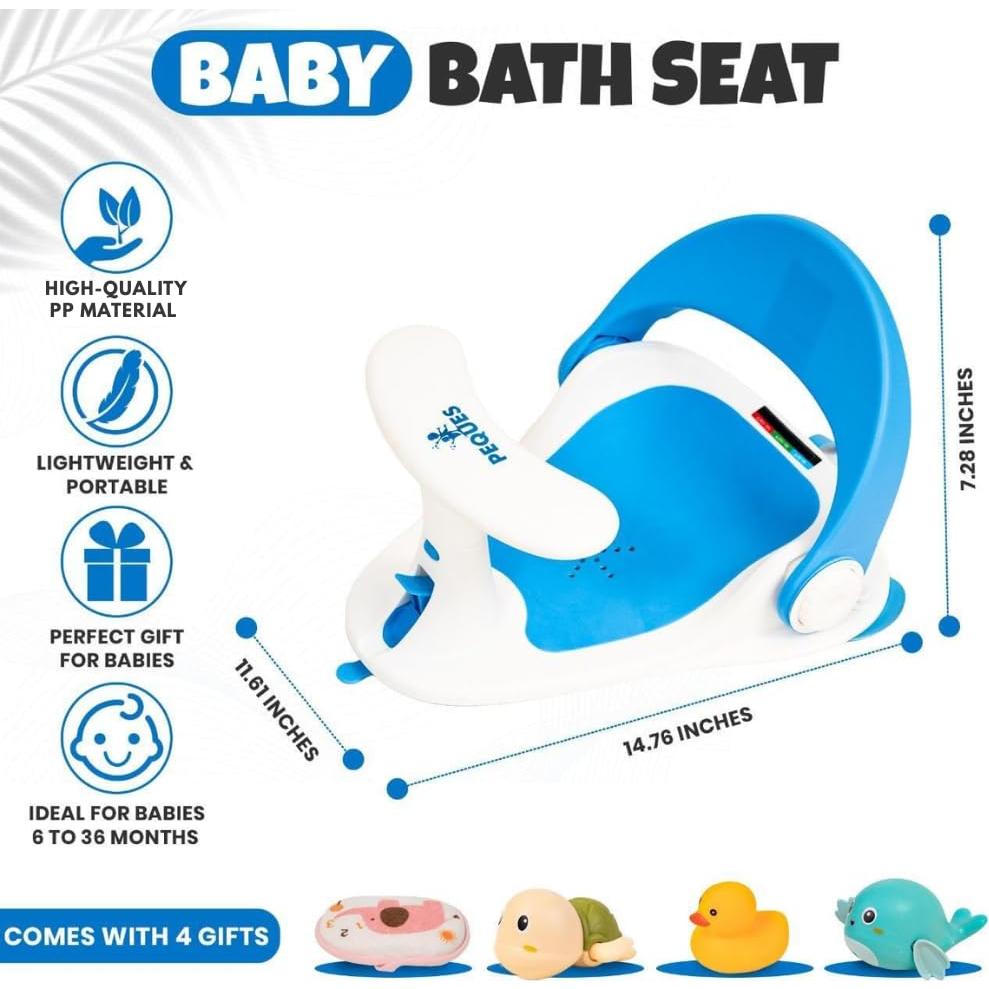 Asiento de Baño Antideslizante para Bebés Azul - 6 Meses+