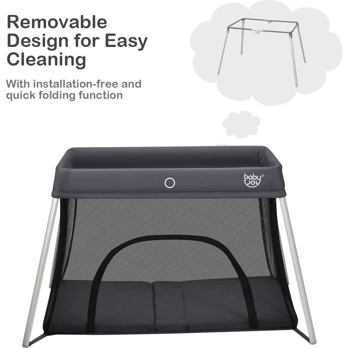 Cuna de Viaje Plegable Baby Joy BB0472SL Gris 2 en 1