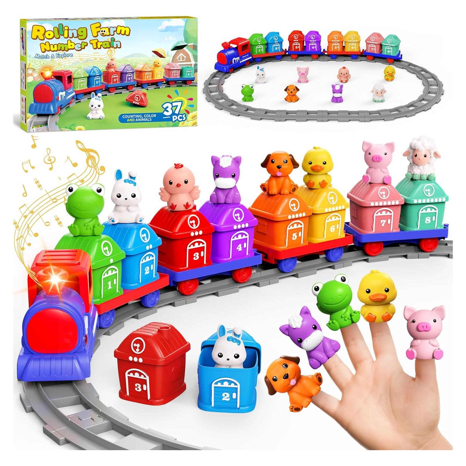 Juego de tren eléctrico Montessori Meytccve para niños 1-4 años