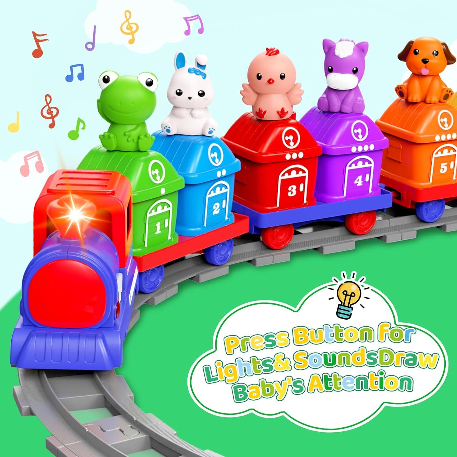 Juego de tren eléctrico Montessori Meytccve para niños 1-4 años