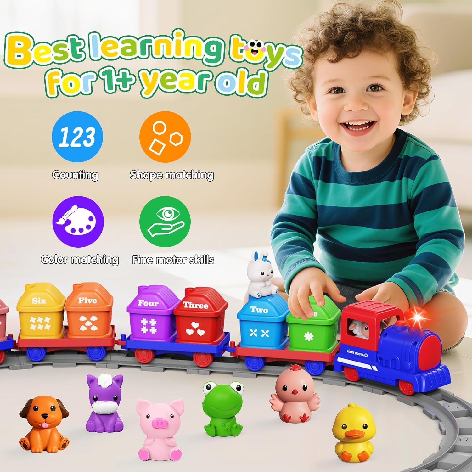 Juego de tren eléctrico Montessori Meytccve para niños 1-4 años