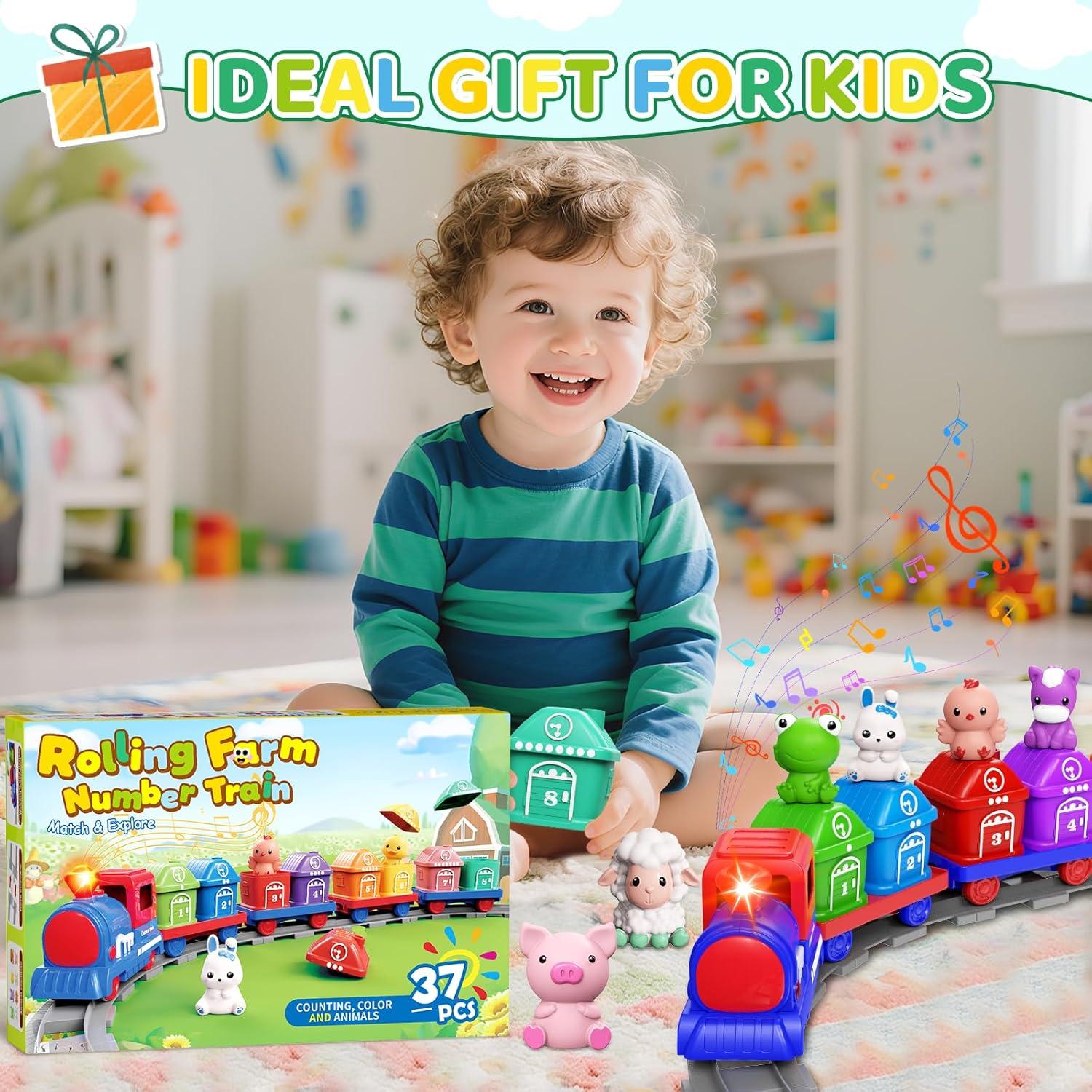 Juego de tren eléctrico Montessori Meytccve para niños 1-4 años