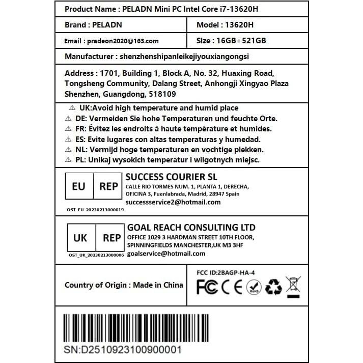 Mini PC PELADN i7-13620H 16GB RAM 512GB SSD 4K