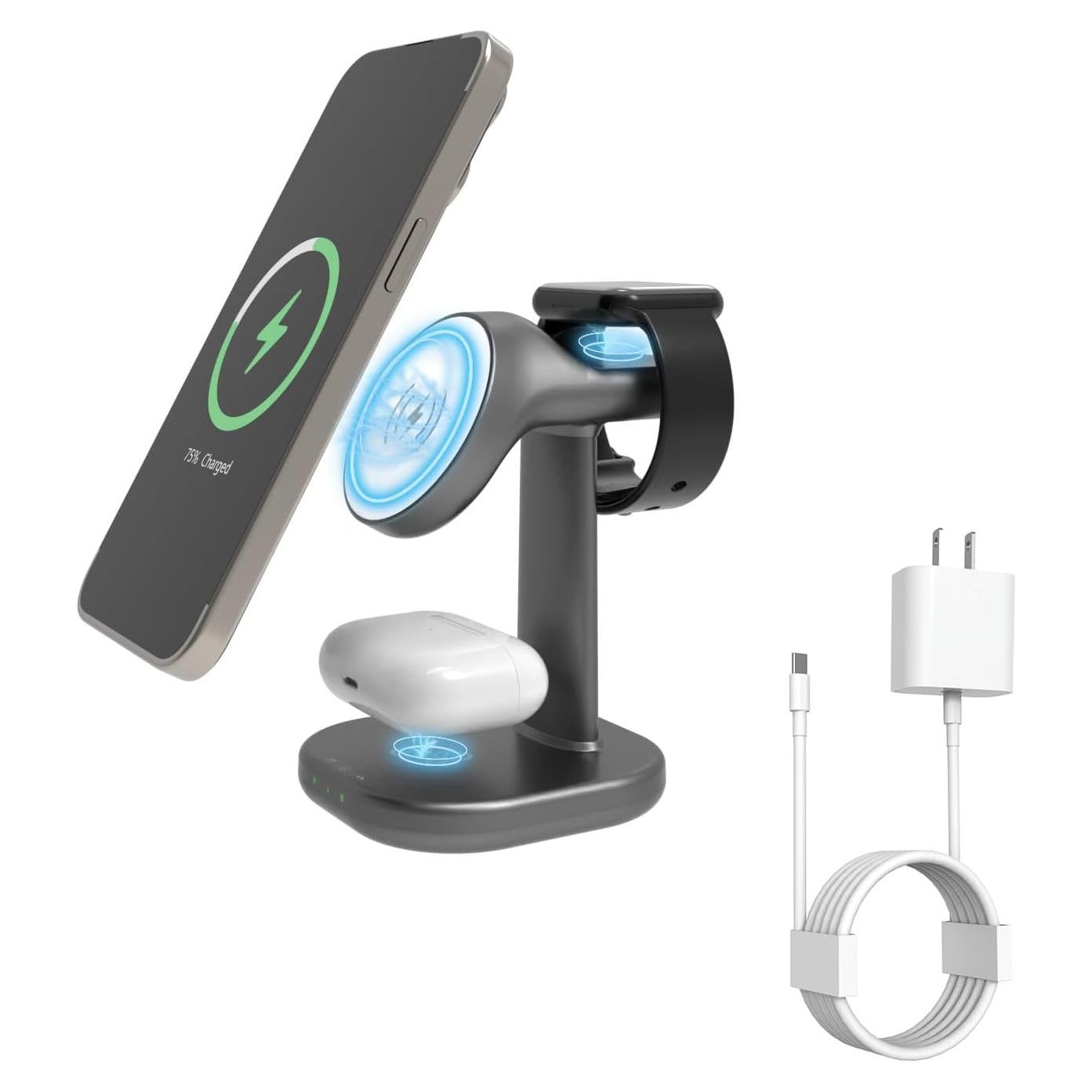 Cargador Inalámbrico 3 en 1 ViiQien para iPhone y Apple Watch