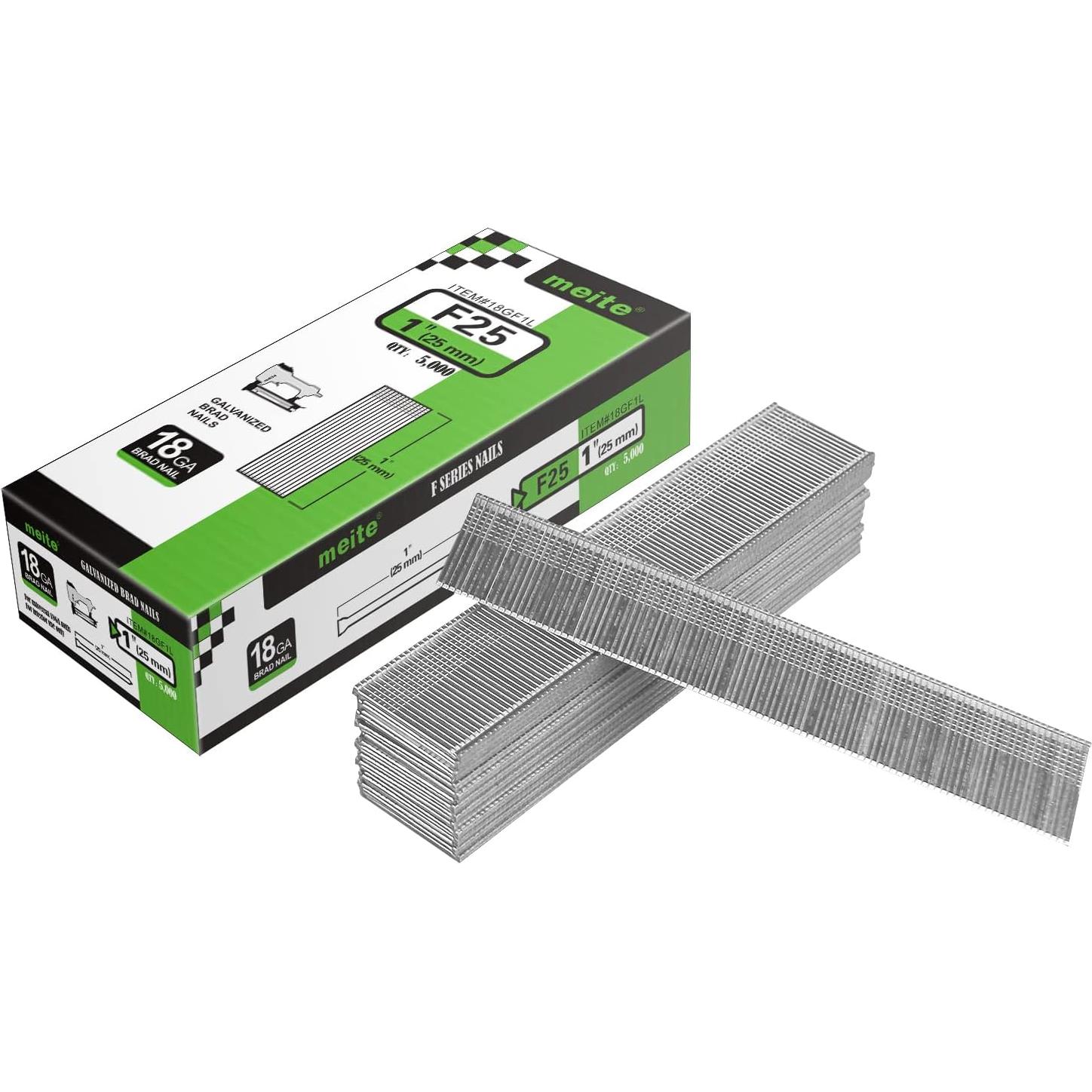 Clavos Brad Galvanizados Meite 18GA 25mm 5000 PCS Caja
