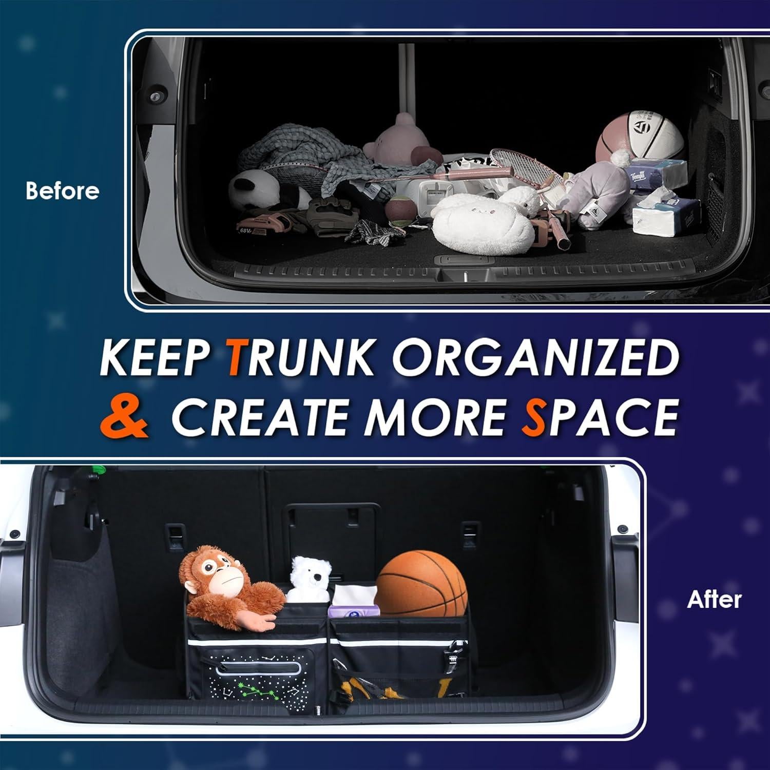 Organizador de Maletero SugarFox 63L Impermeable Plegable Negro