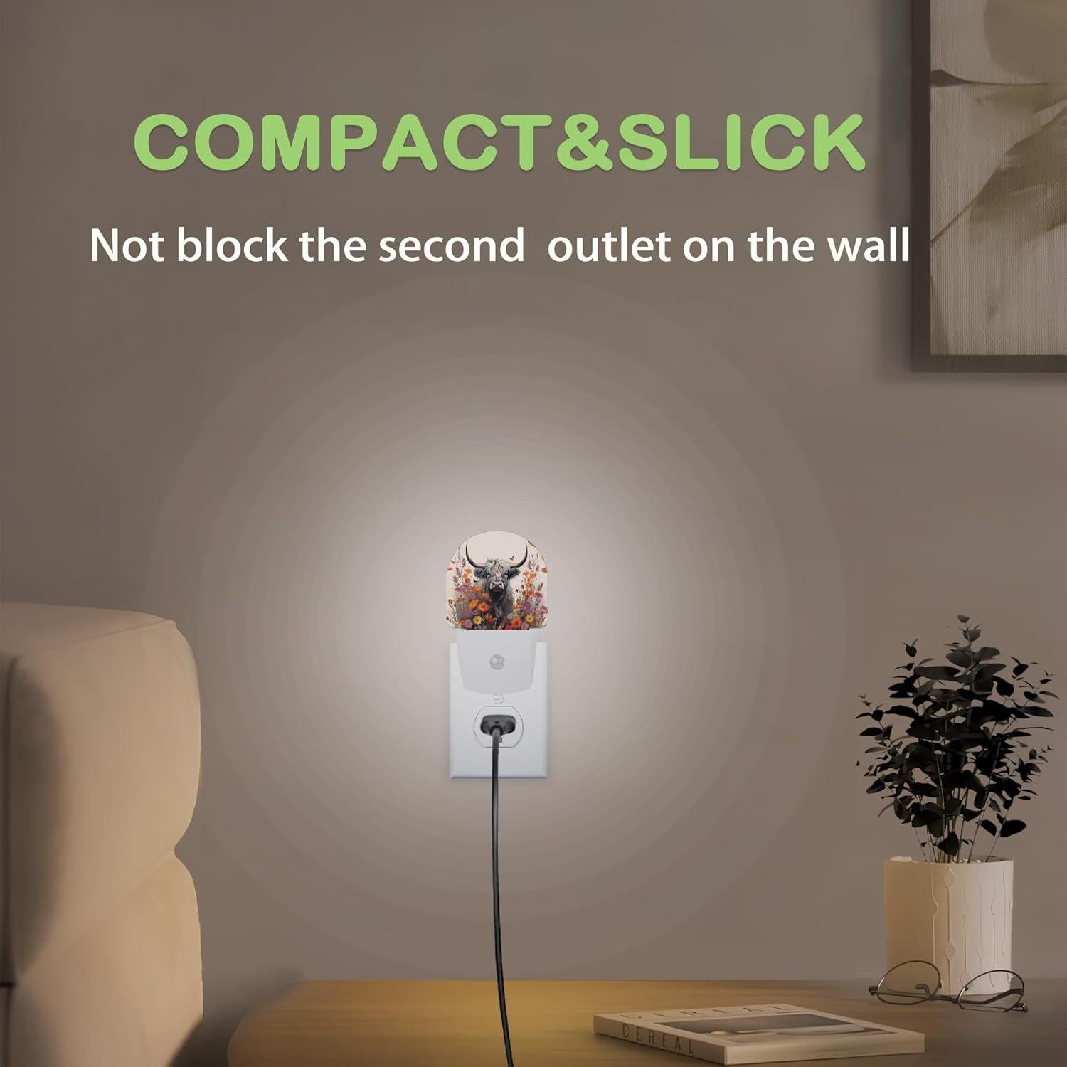 Luz Nocturna LED AOWULA Vaca de las Tierras Altas 9.5 cm