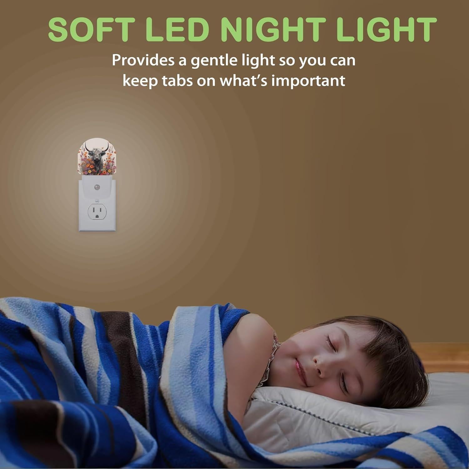 Luz Nocturna LED AOWULA Vaca de las Tierras Altas 9.5 cm