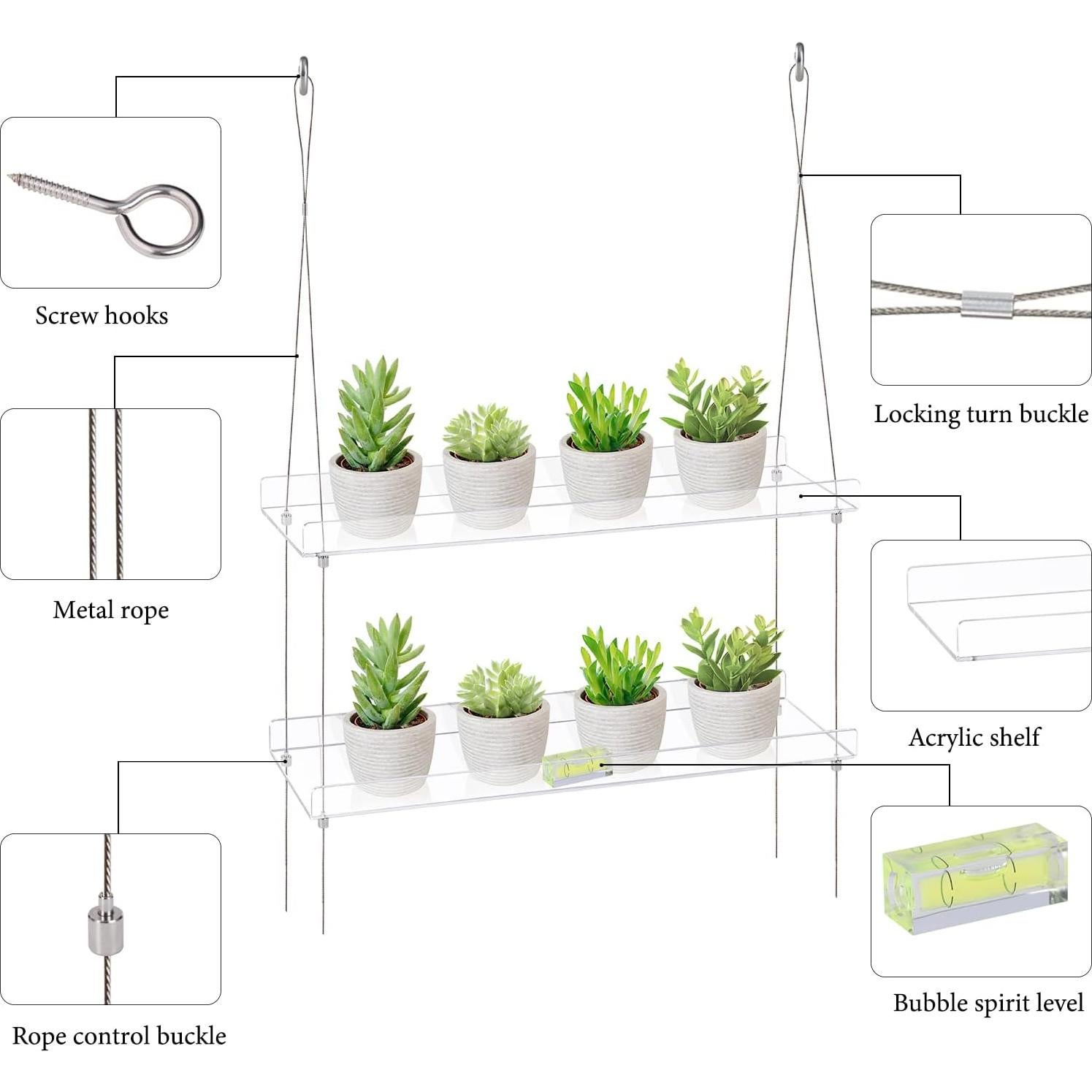 Estantes de Ventana Acrílicos Sumerflos 2 Niveles 40.64x15.24 cm