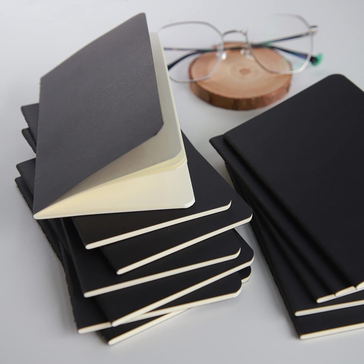 Cuaderno de bolsillo TWONE, tapa negra, 12 unidades, 30 hojas