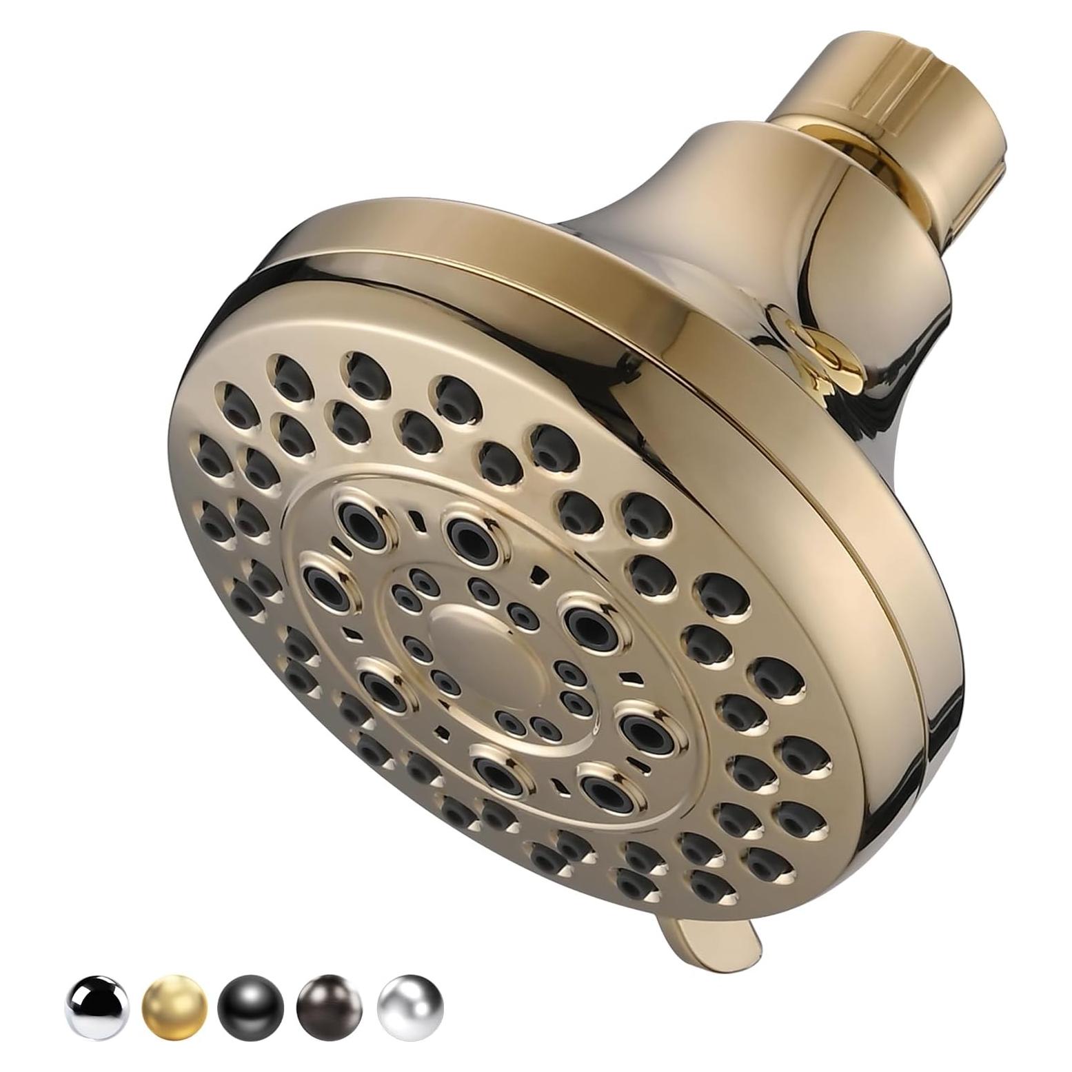 Cabezal de Ducha de Lluvia DLymtrx 4" Oro 5 Funciones Ahorra Agua