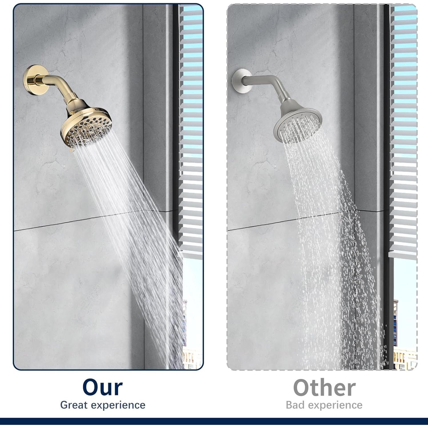 Cabezal de Ducha de Lluvia DLymtrx 4" Oro 5 Funciones Ahorra Agua