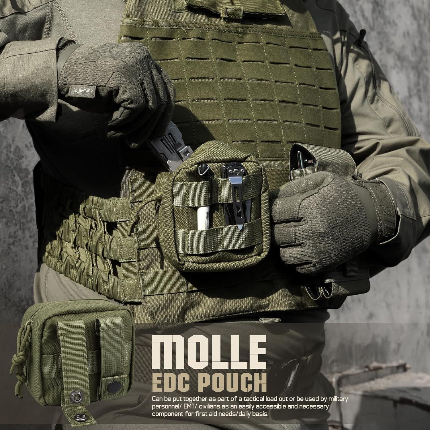 Paquete de 2 Bolsas Molle Pequeñas RXW 4x4 Nylon Verde Militar