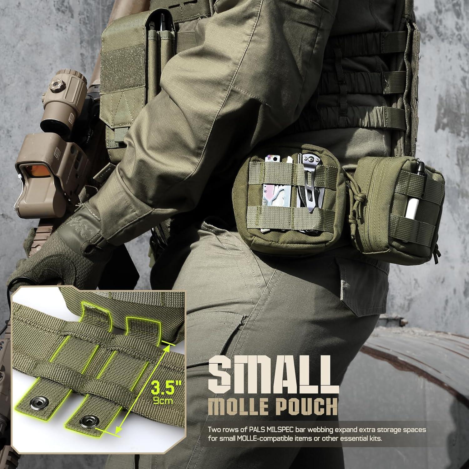 Paquete de 2 Bolsas Molle Pequeñas RXW 4x4 Nylon Verde Militar