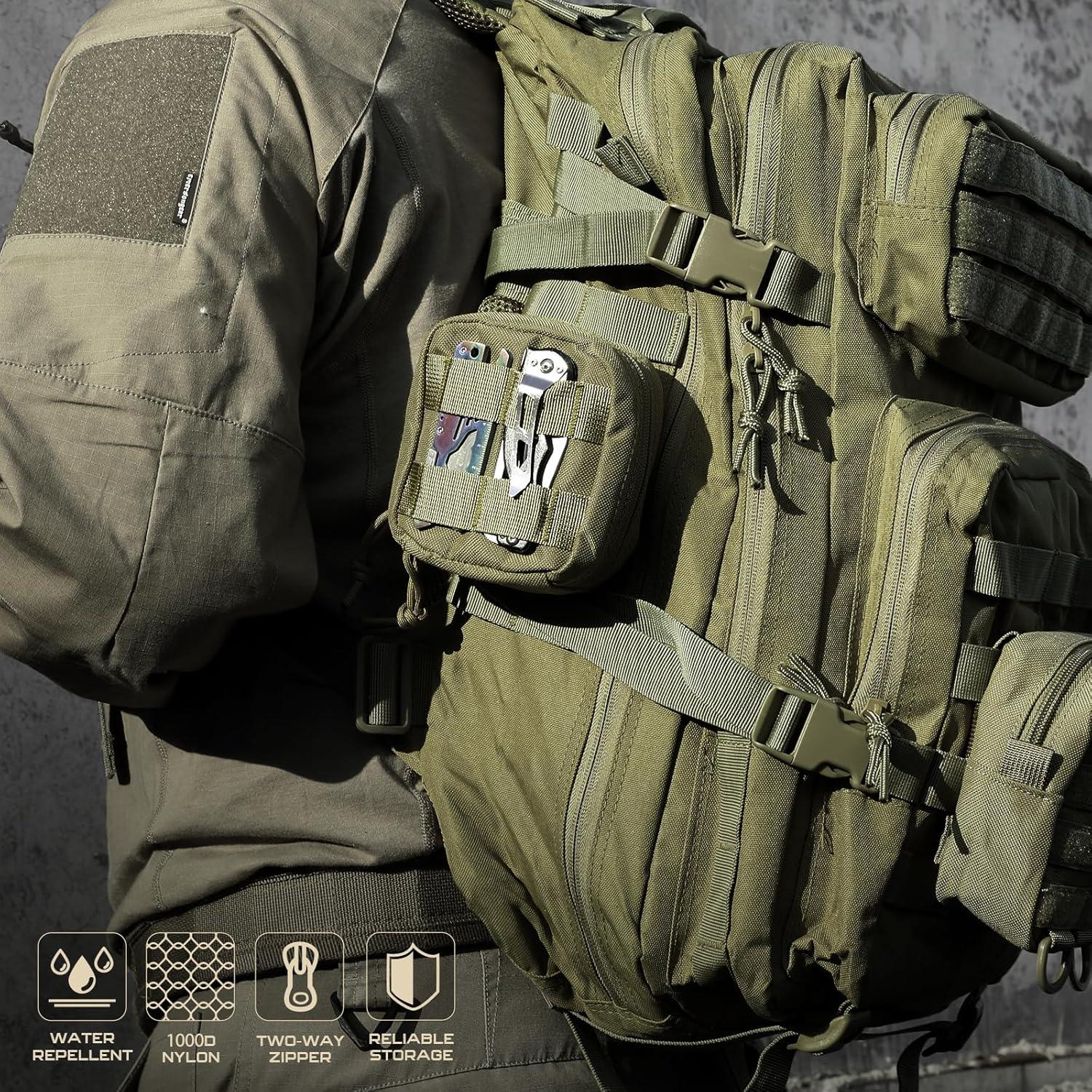 Paquete de 2 Bolsas Molle Pequeñas RXW 4x4 Nylon Verde Militar