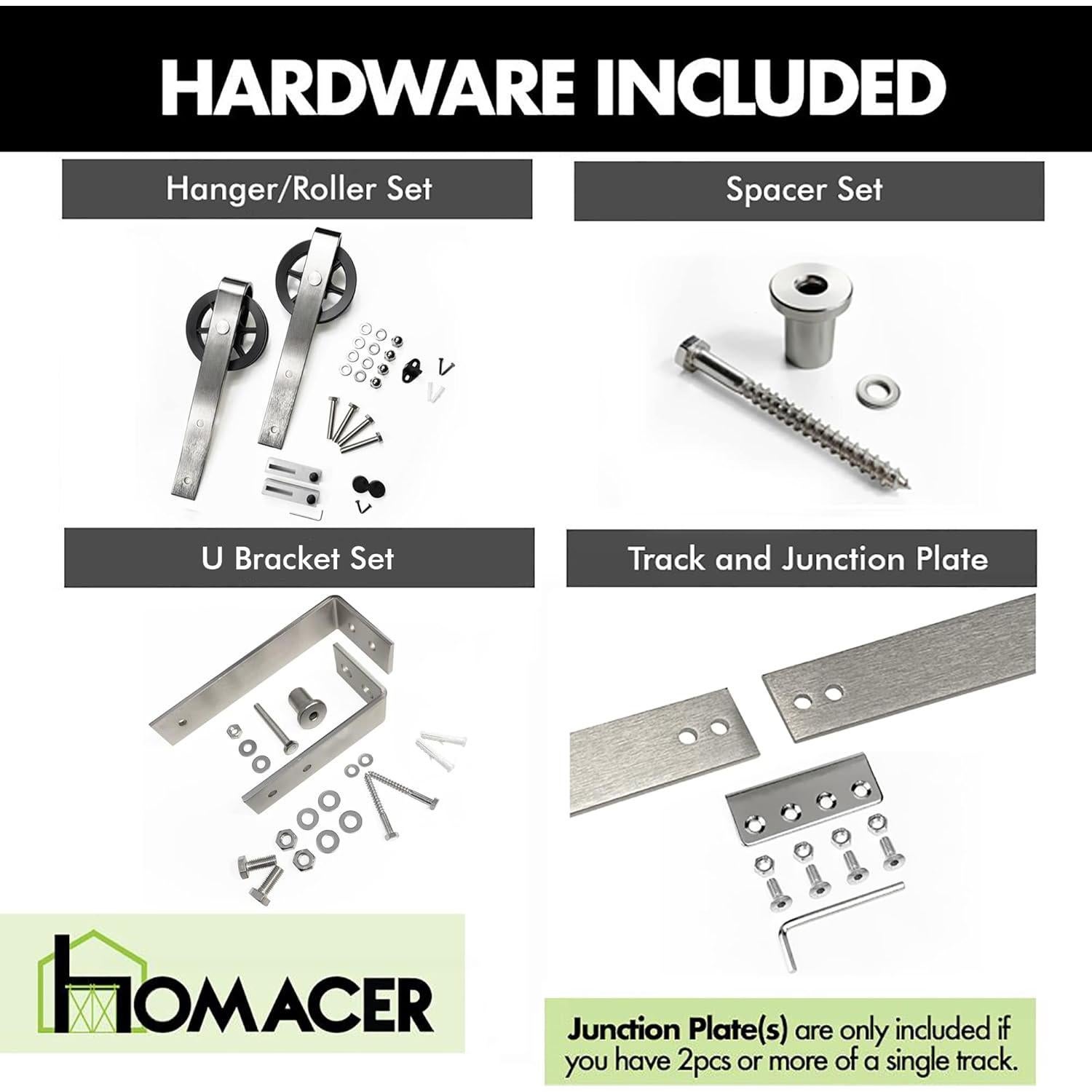 Kit de Hardware para Puerta Deslizante Homacer 4 pies Níquel