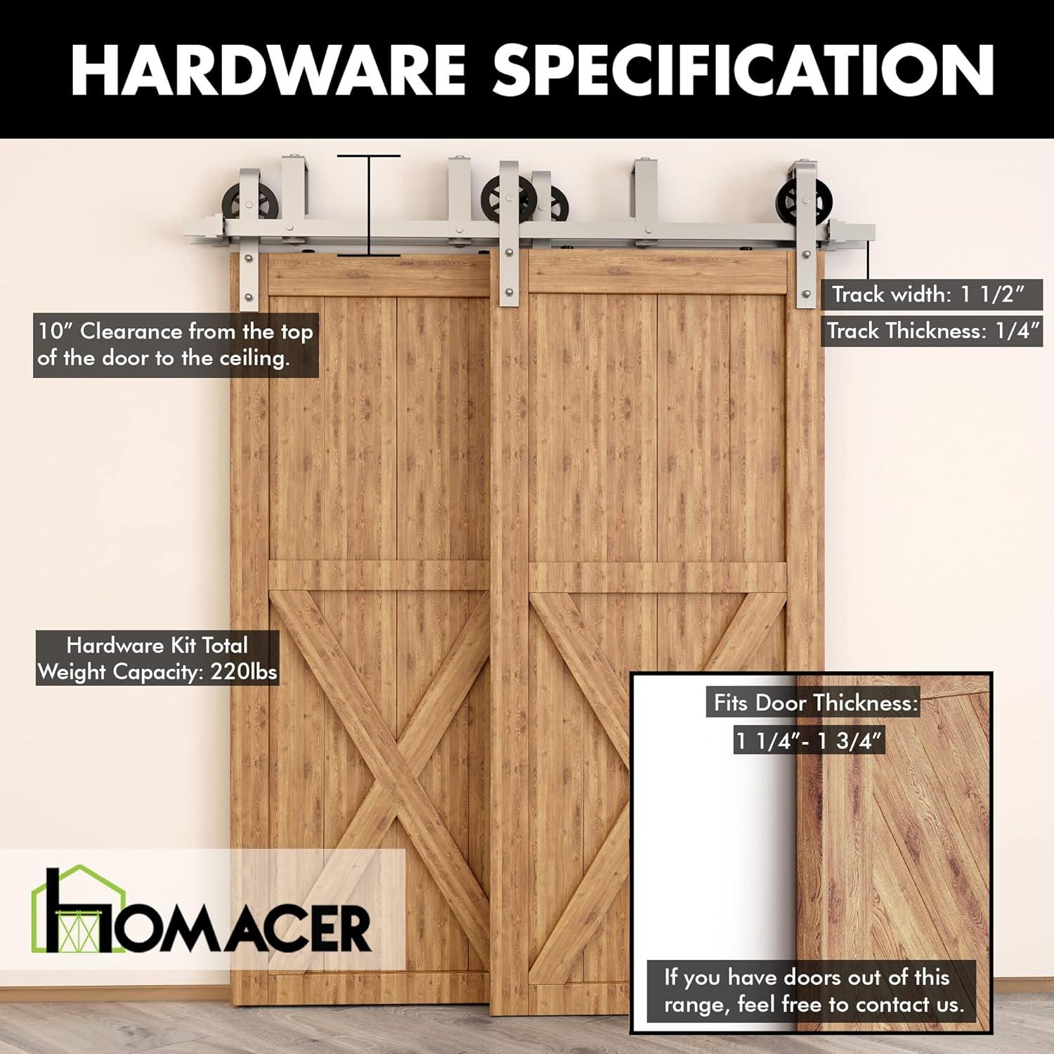 Kit de Hardware para Puerta Deslizante Homacer 4 pies Níquel