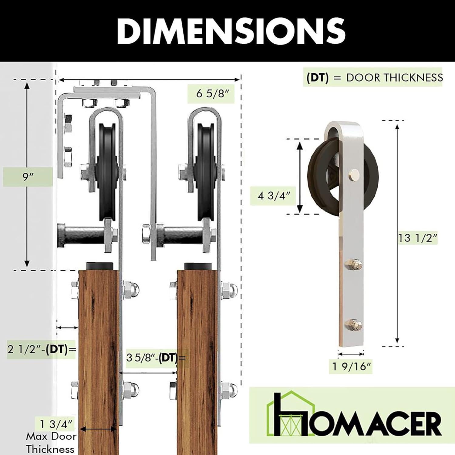Kit de Hardware para Puerta Deslizante Homacer 4 pies Níquel