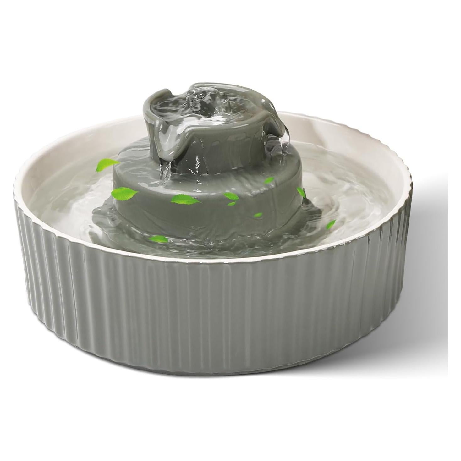 Fuente de Agua Automática para Gatos SgurFin 2.1L Cerámica Gris