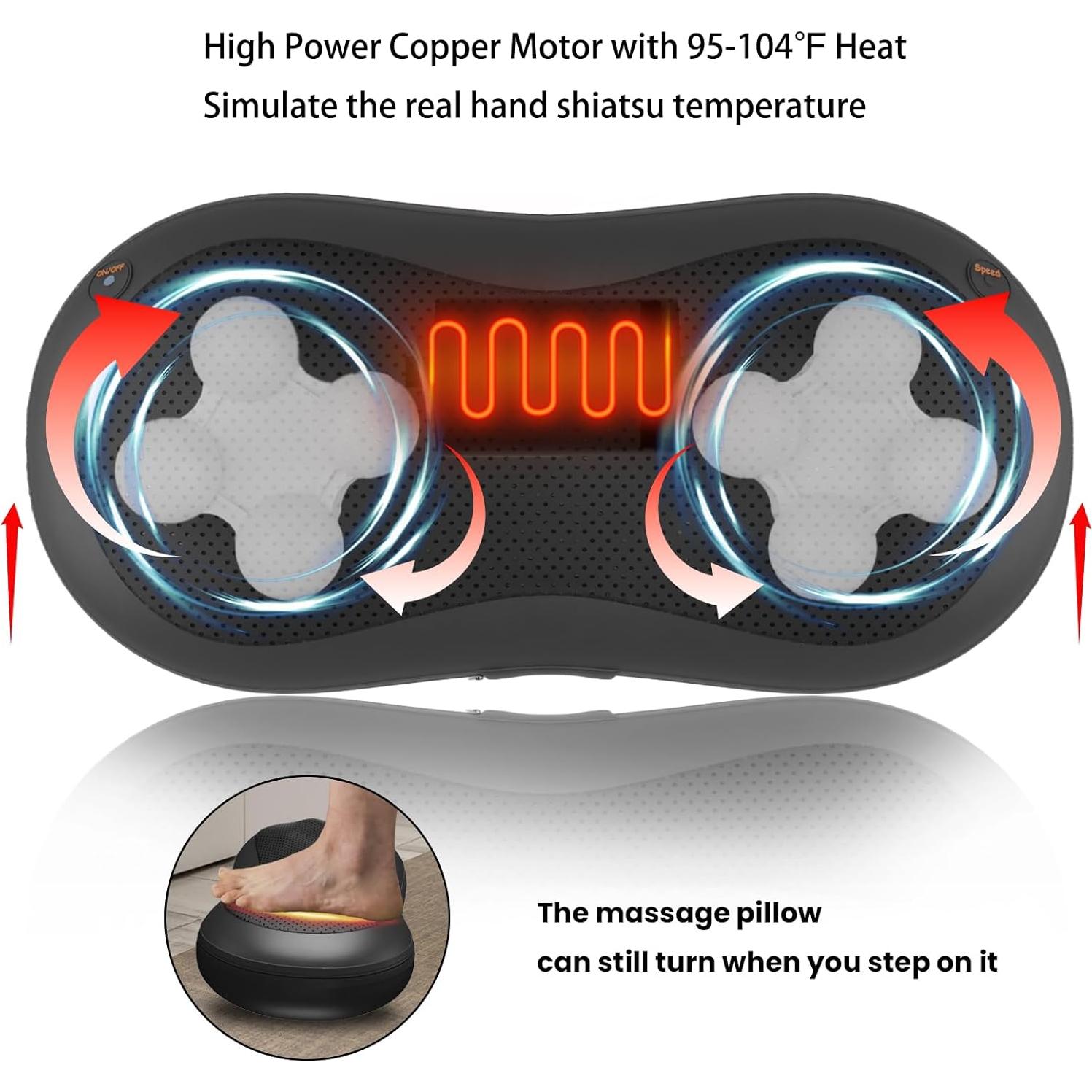 Almohada de Masaje Ajustable Massagease 8 Cabezas Calentada