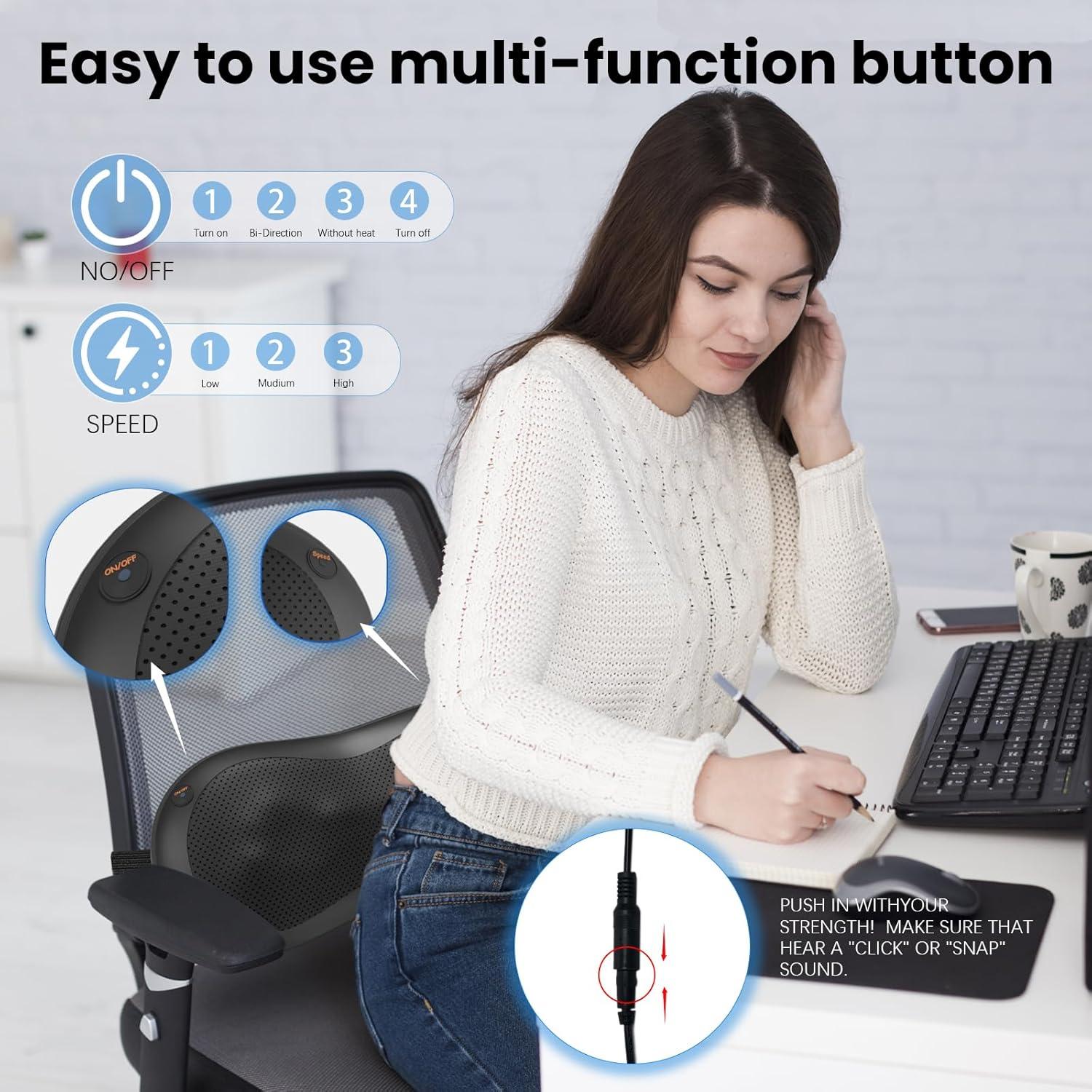 Almohada de Masaje Ajustable Massagease 8 Cabezas Calentada