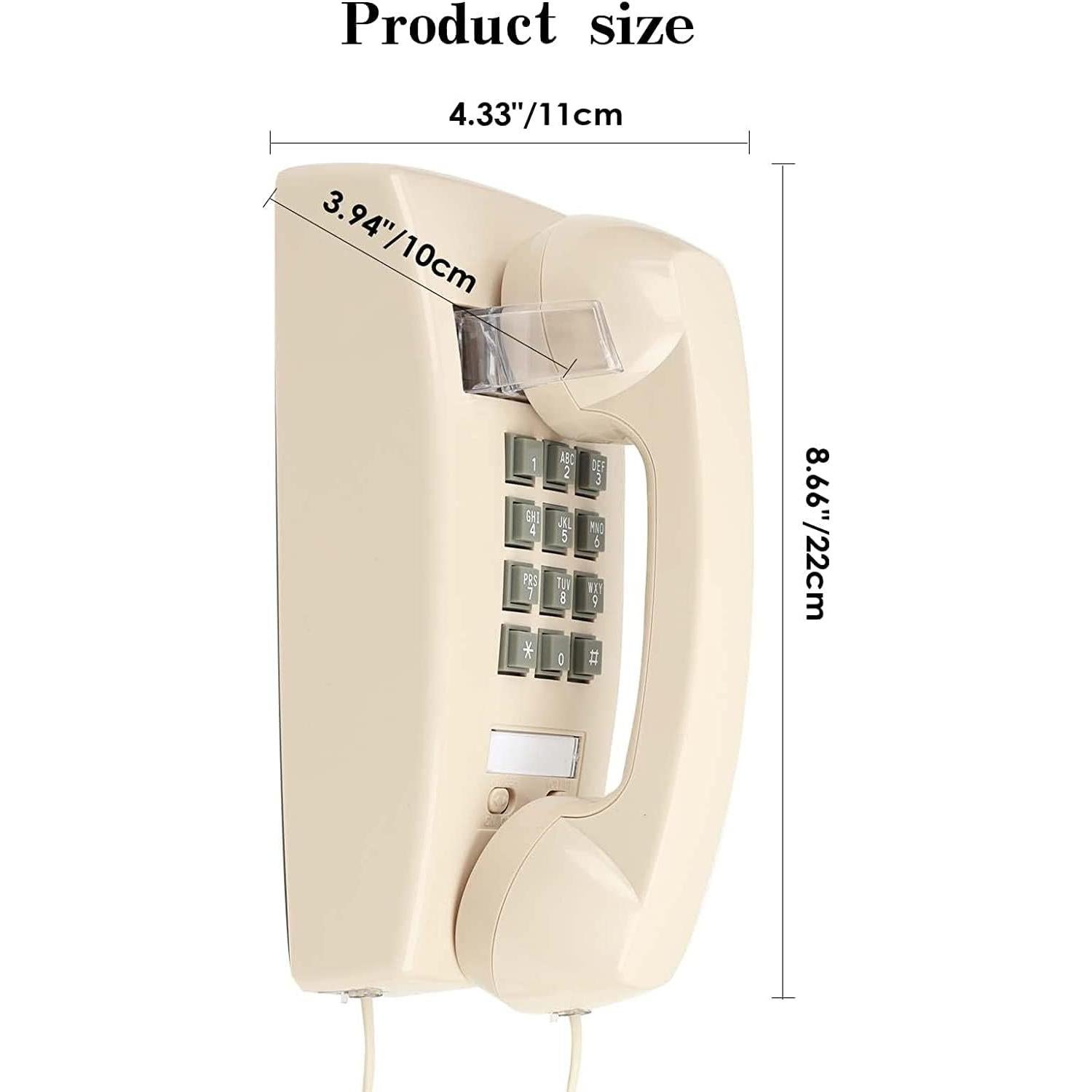 Teléfono de Pared Retro LeHan Beige con Timbre Mecánico