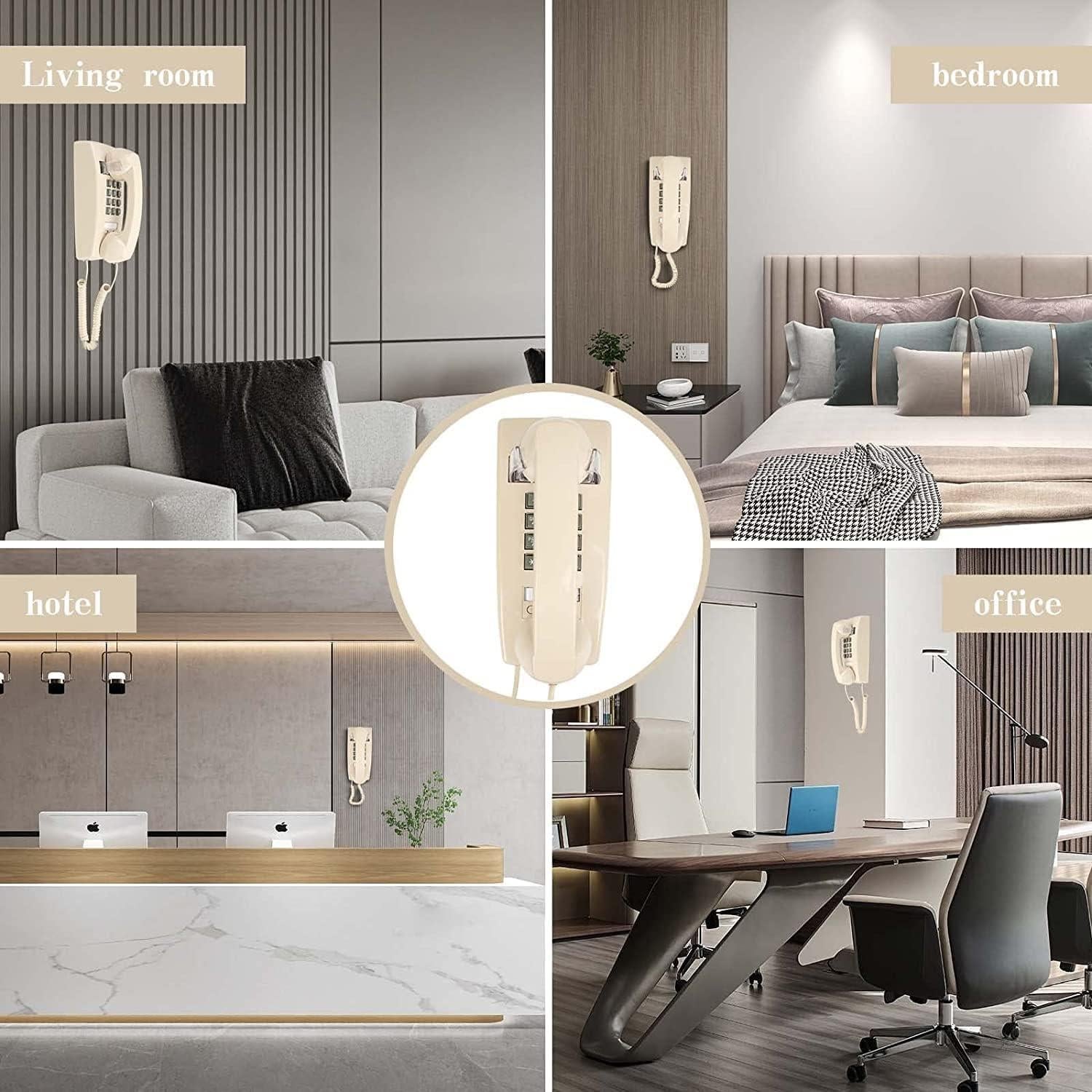 Teléfono de Pared Retro LeHan Beige con Timbre Mecánico