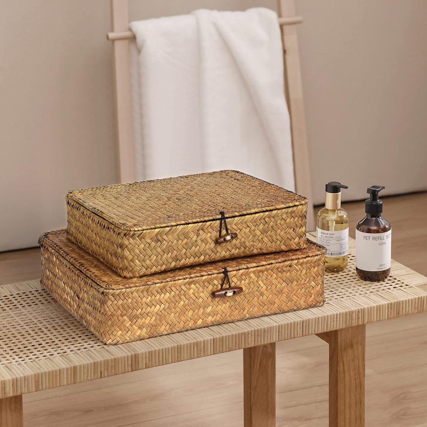 Juego de 2 Cestas de Almacenamiento FOSSORH de Hierba Marina