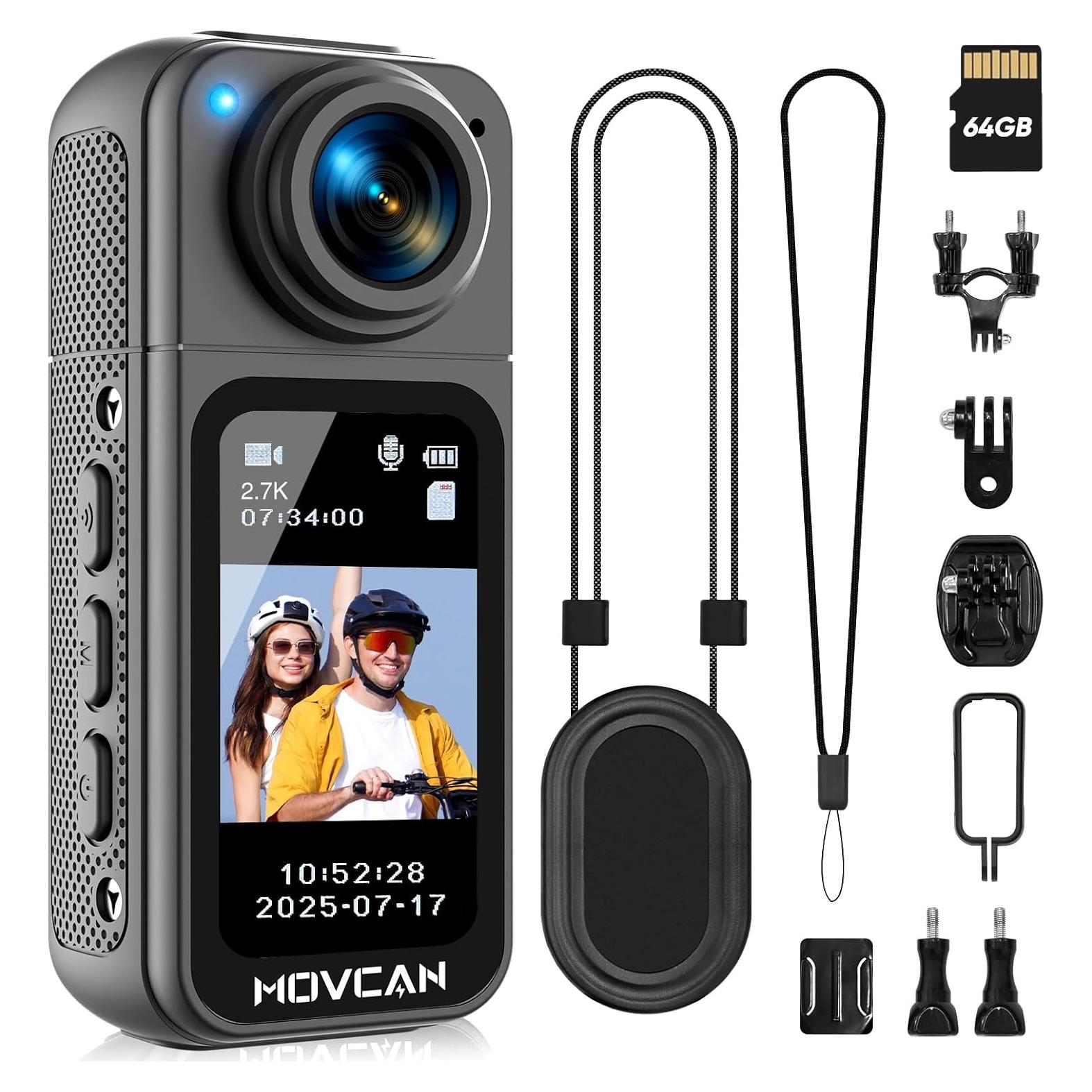 Cámara Corporal Movcan S70 HD 2.7K con Lente Rotativa 180°