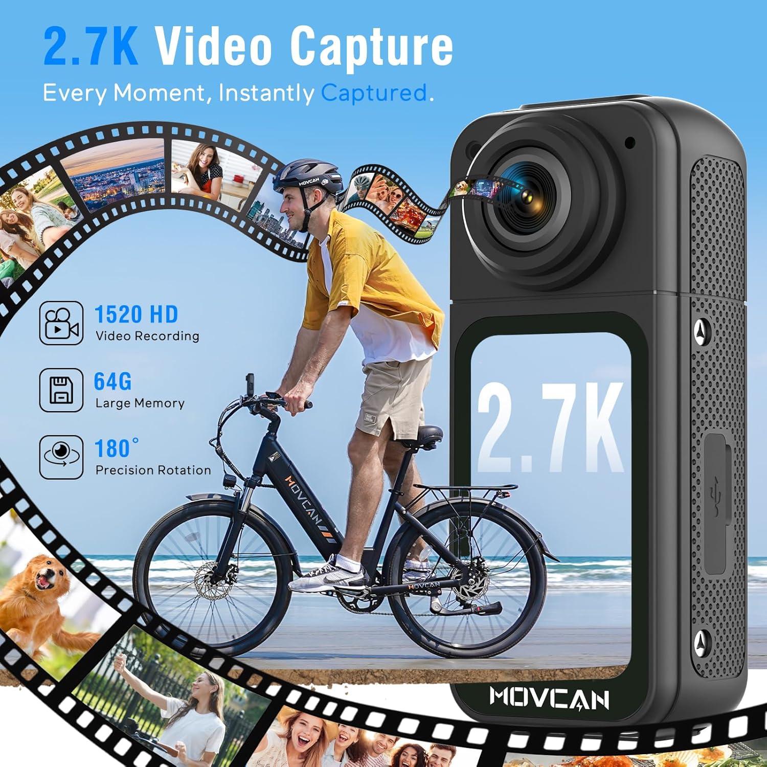 Cámara Corporal Movcan S70 HD 2.7K con Lente Rotativa 180°