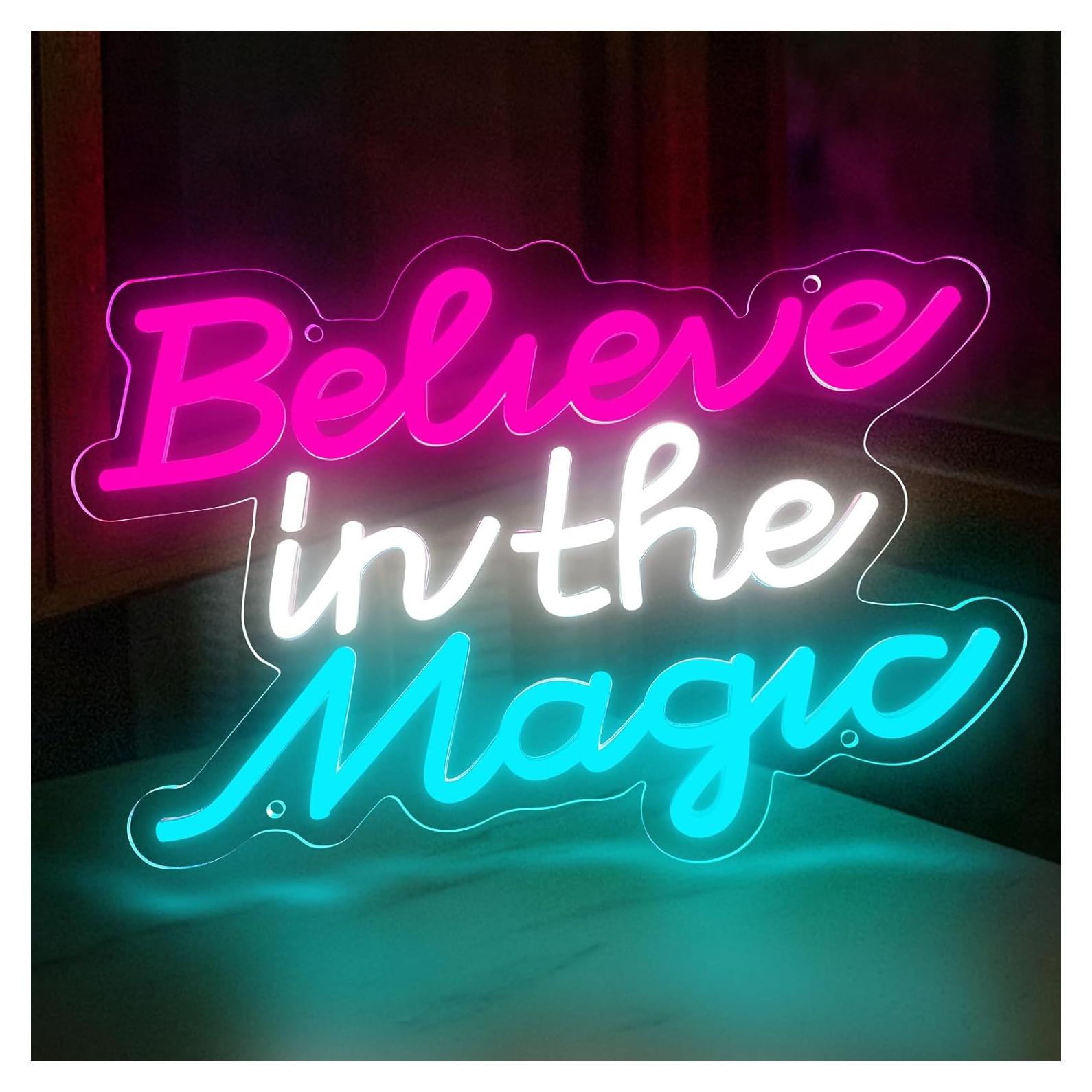 Letrero de Neón LED Cree en la Magia 34x24 cm AOOWSDX