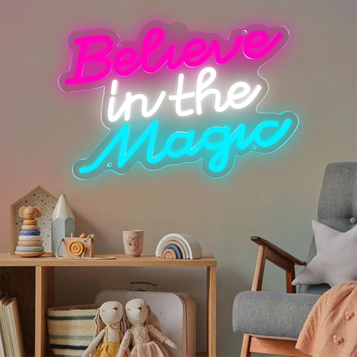 Letrero de Neón LED Cree en la Magia 34x24 cm AOOWSDX