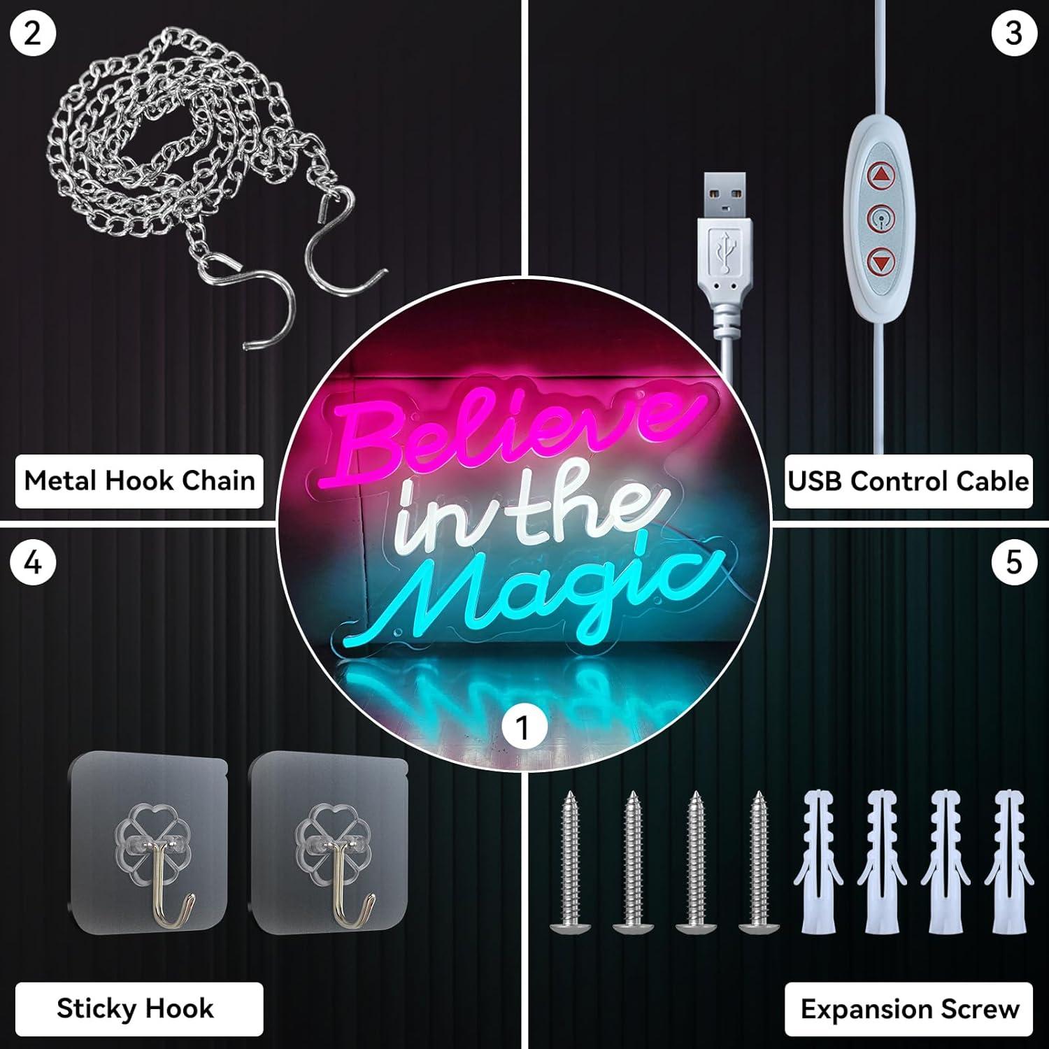 Letrero de Neón LED Cree en la Magia 34x24 cm AOOWSDX