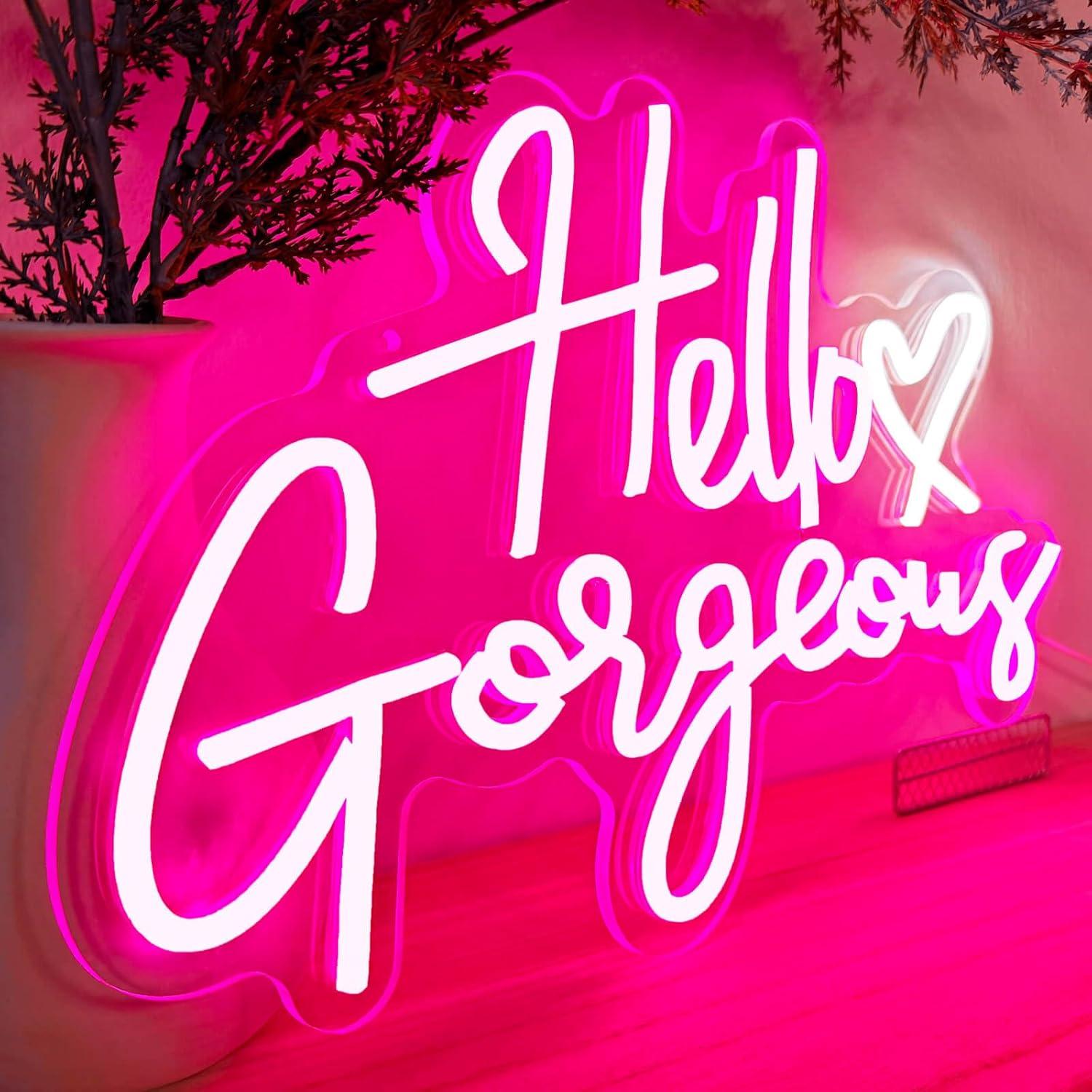 Lámpara LED de Neón Rosa Hola Preciosa KUUNEON 40.6x27.9cm