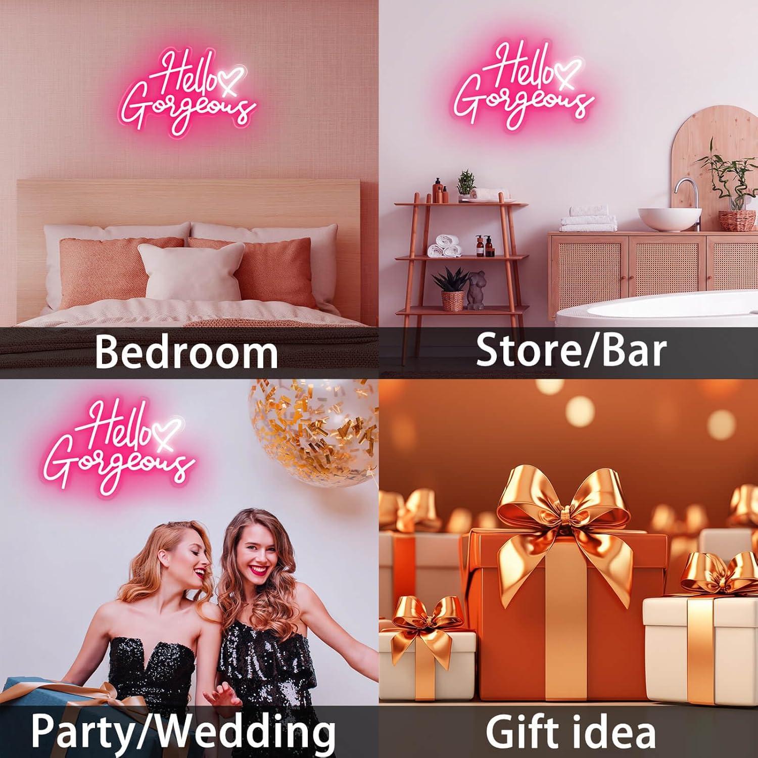 Lámpara LED de Neón Rosa Hola Preciosa KUUNEON 40.6x27.9cm