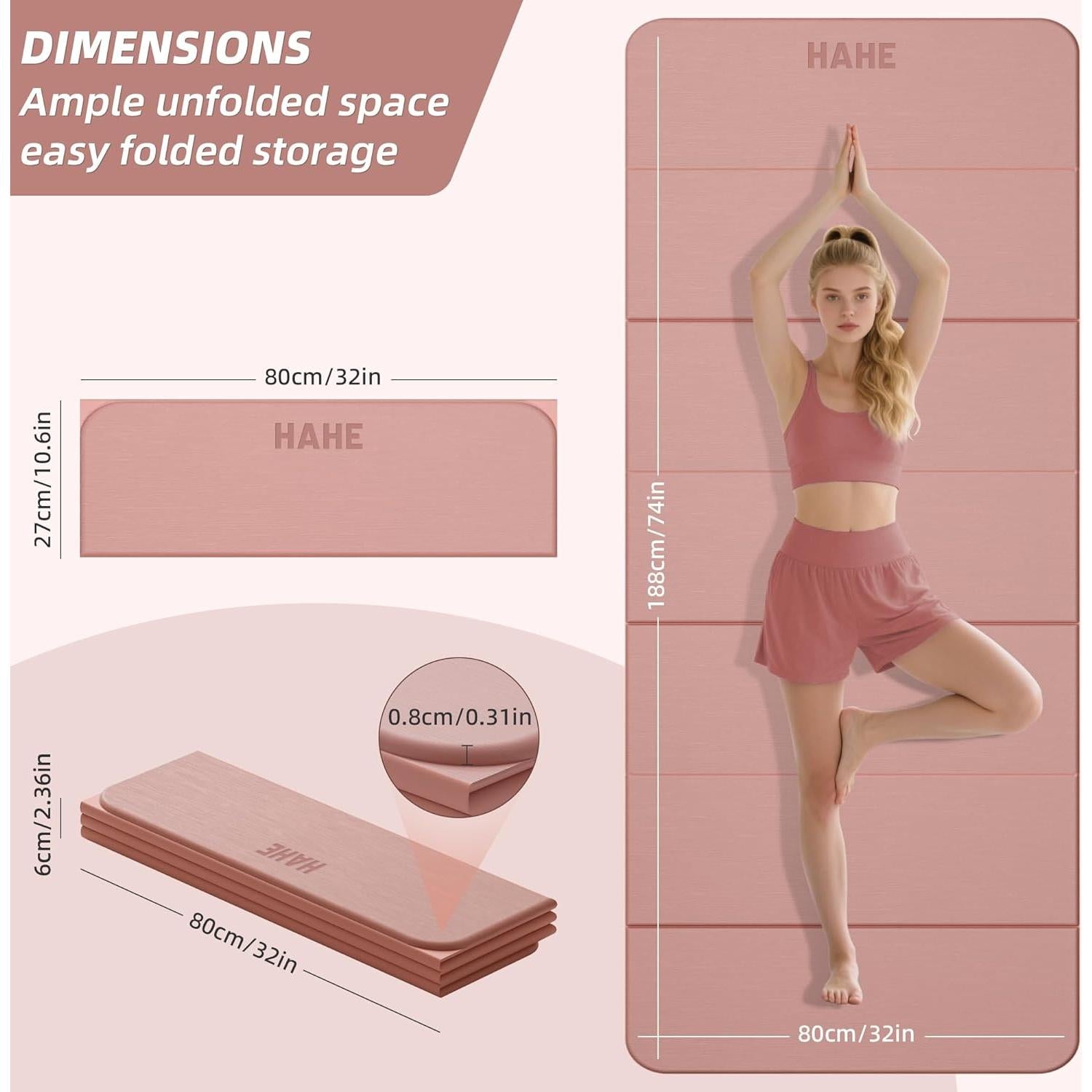 Alfombrilla de Yoga Plegable HAHE Rosa 188x81cm Antideslizante