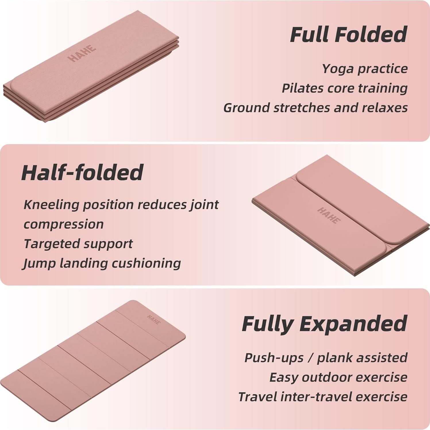 Alfombrilla de Yoga Plegable HAHE Rosa 188x81cm Antideslizante