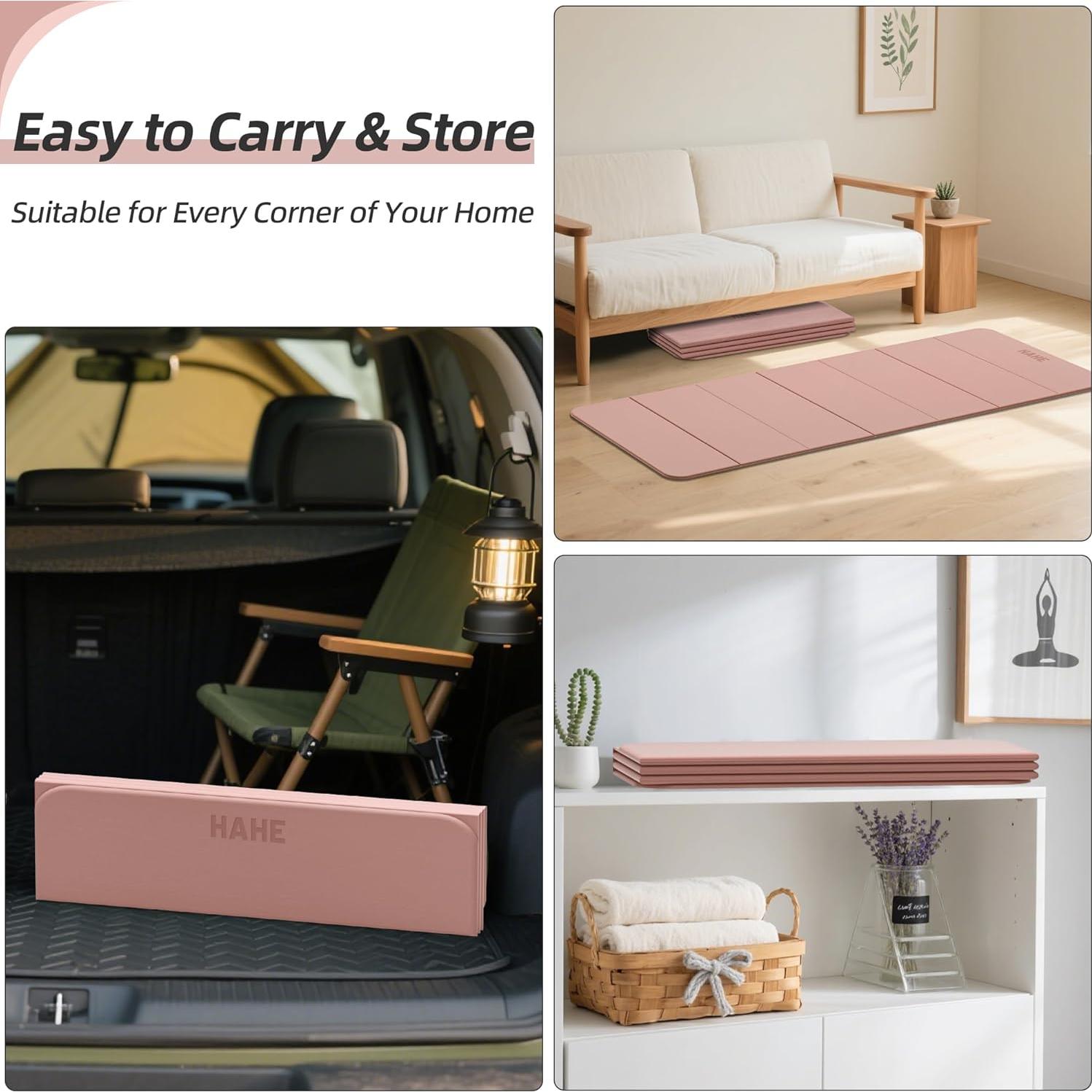 Alfombrilla de Yoga Plegable HAHE Rosa 188x81cm Antideslizante