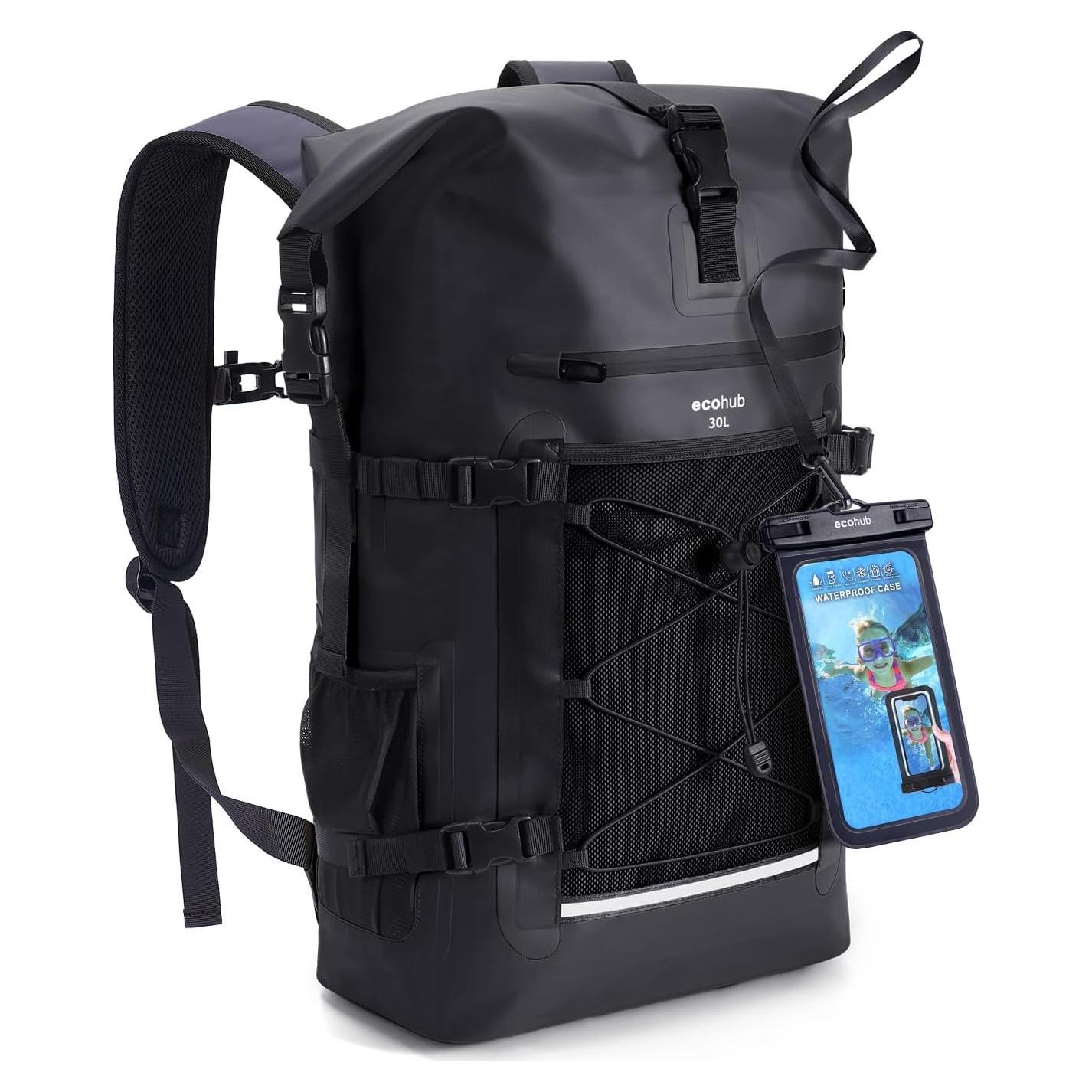 Mochila Impermeable ECOHUB 30L con Funda para Teléfono IPX8