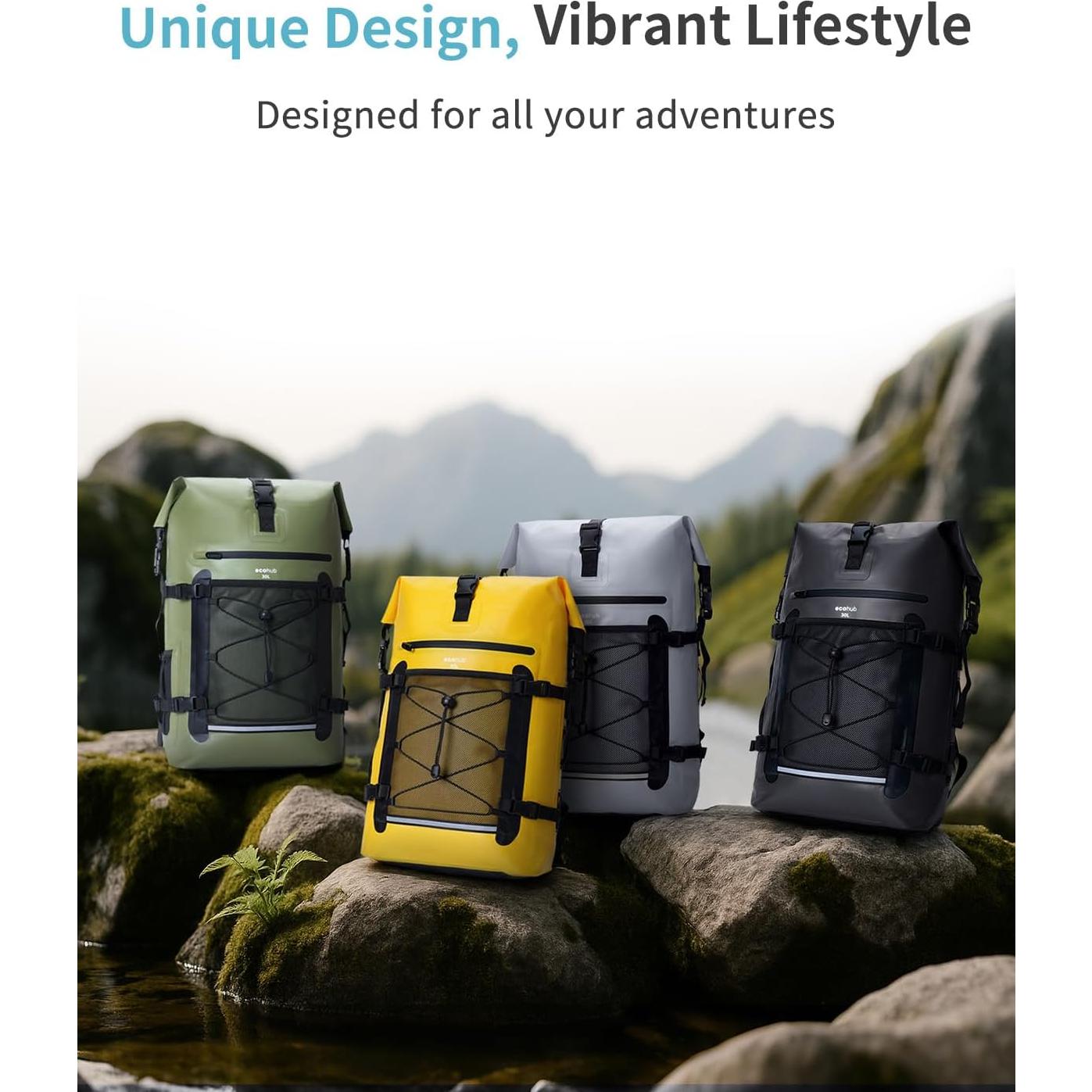 Mochila Impermeable ECOHUB 30L con Funda para Teléfono IPX8