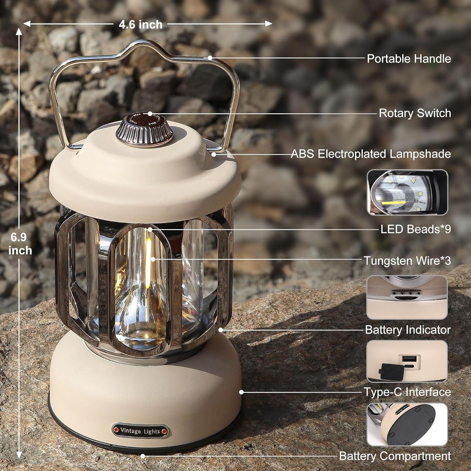 Linterna de Camping LED SEAMAGIC Retro Blanca 2000mAh